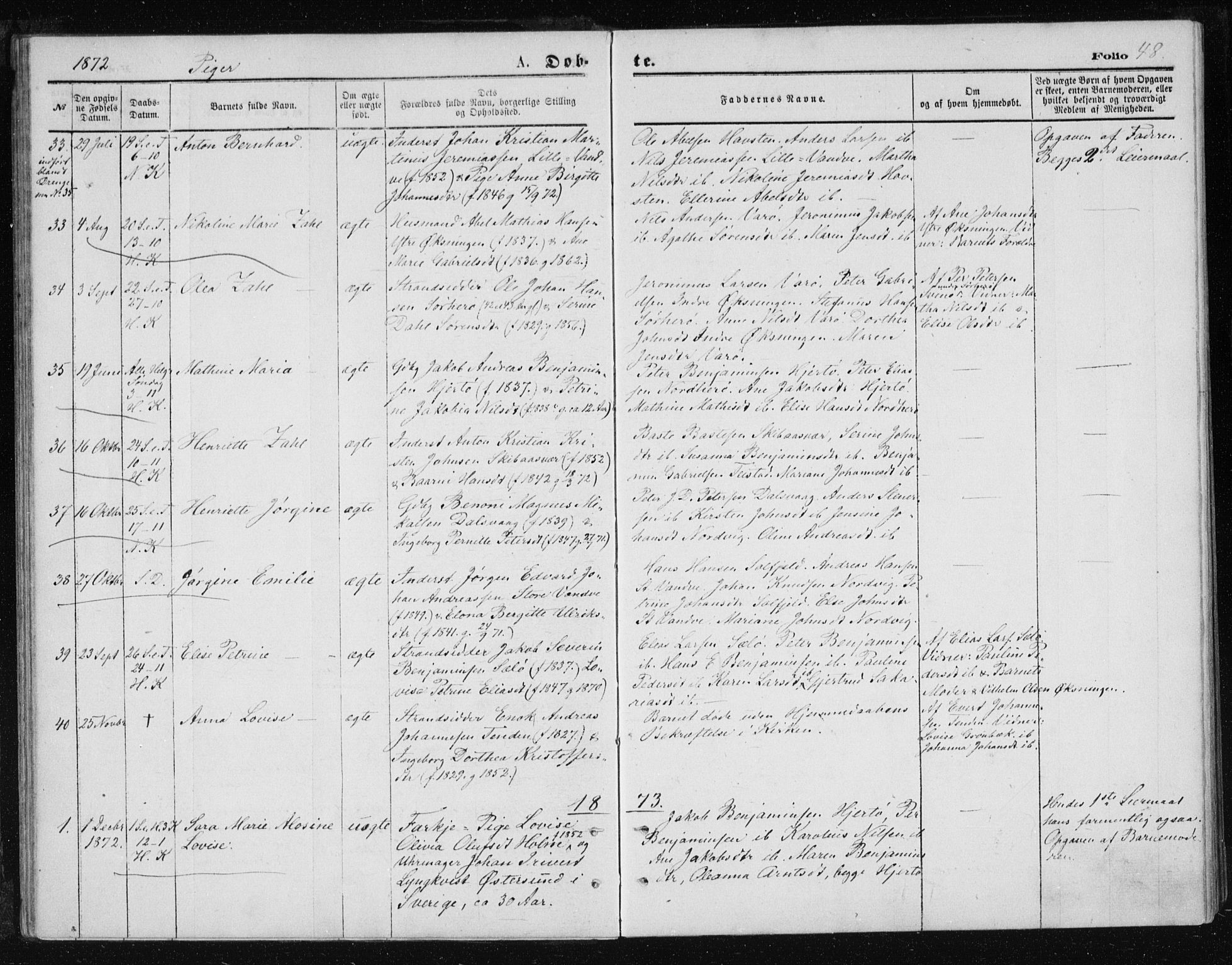 Ministerialprotokoller, klokkerbøker og fødselsregistre - Nordland, SAT/A-1459/834/L0506: Parish register (official) no. 834A04, 1872-1878, p. 48