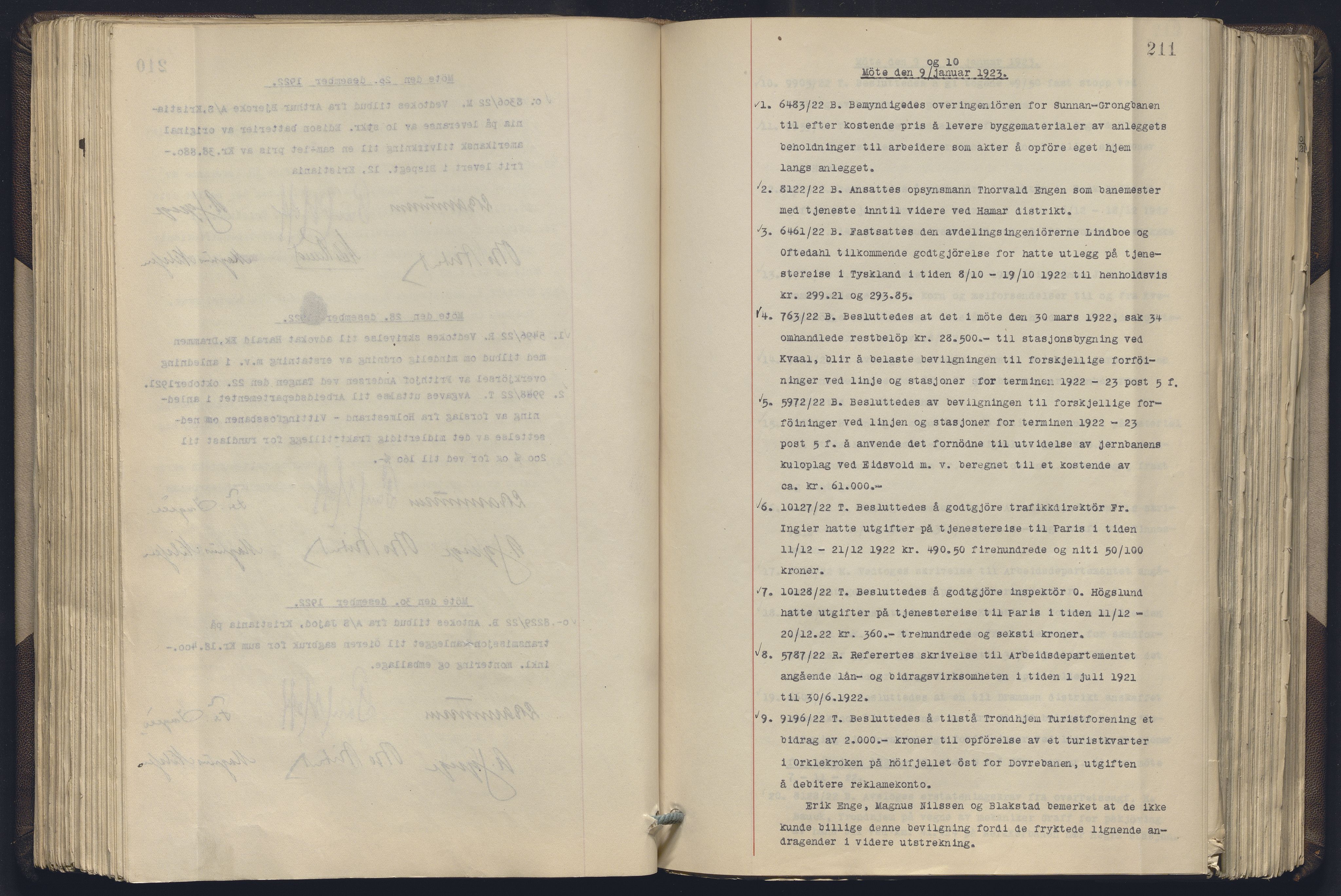 Norges statsbaner, Administrasjons- økonomi- og personalavdelingen, AV/RA-S-3412/A/Aa/L0019: Forhandlingsprotokoll, 1922-1924, p. 211