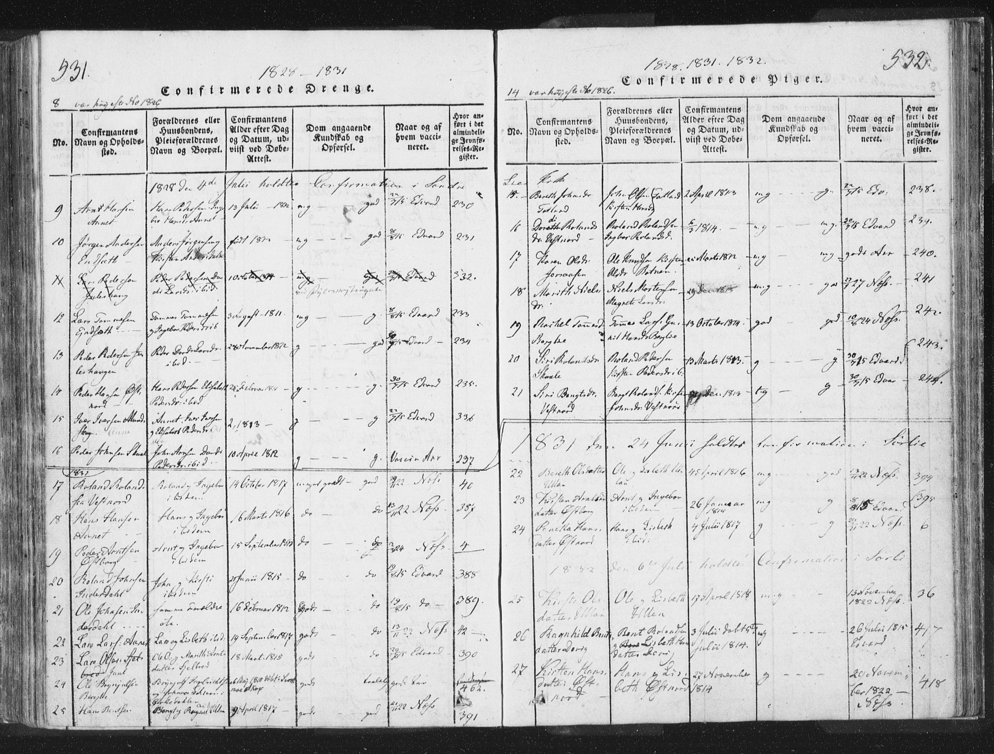 Ministerialprotokoller, klokkerbøker og fødselsregistre - Nord-Trøndelag, SAT/A-1458/755/L0491: Parish register (official) no. 755A01 /2, 1817-1864, p. 531-532