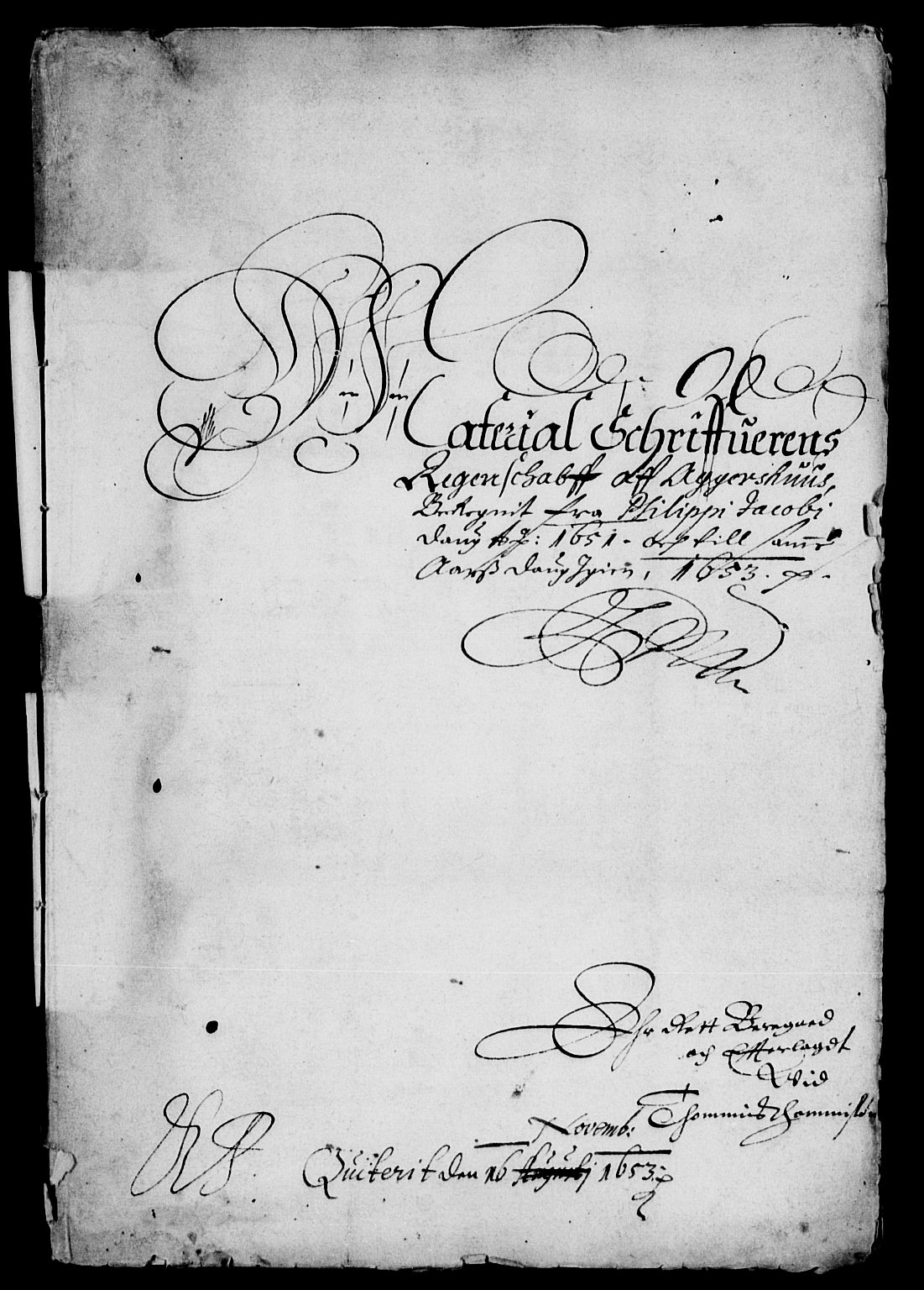 Rentekammeret inntil 1814, Reviderte regnskaper, Lensregnskaper, AV/RA-EA-5023/R/Rb/Rba/L0214: Akershus len, 1651-1653