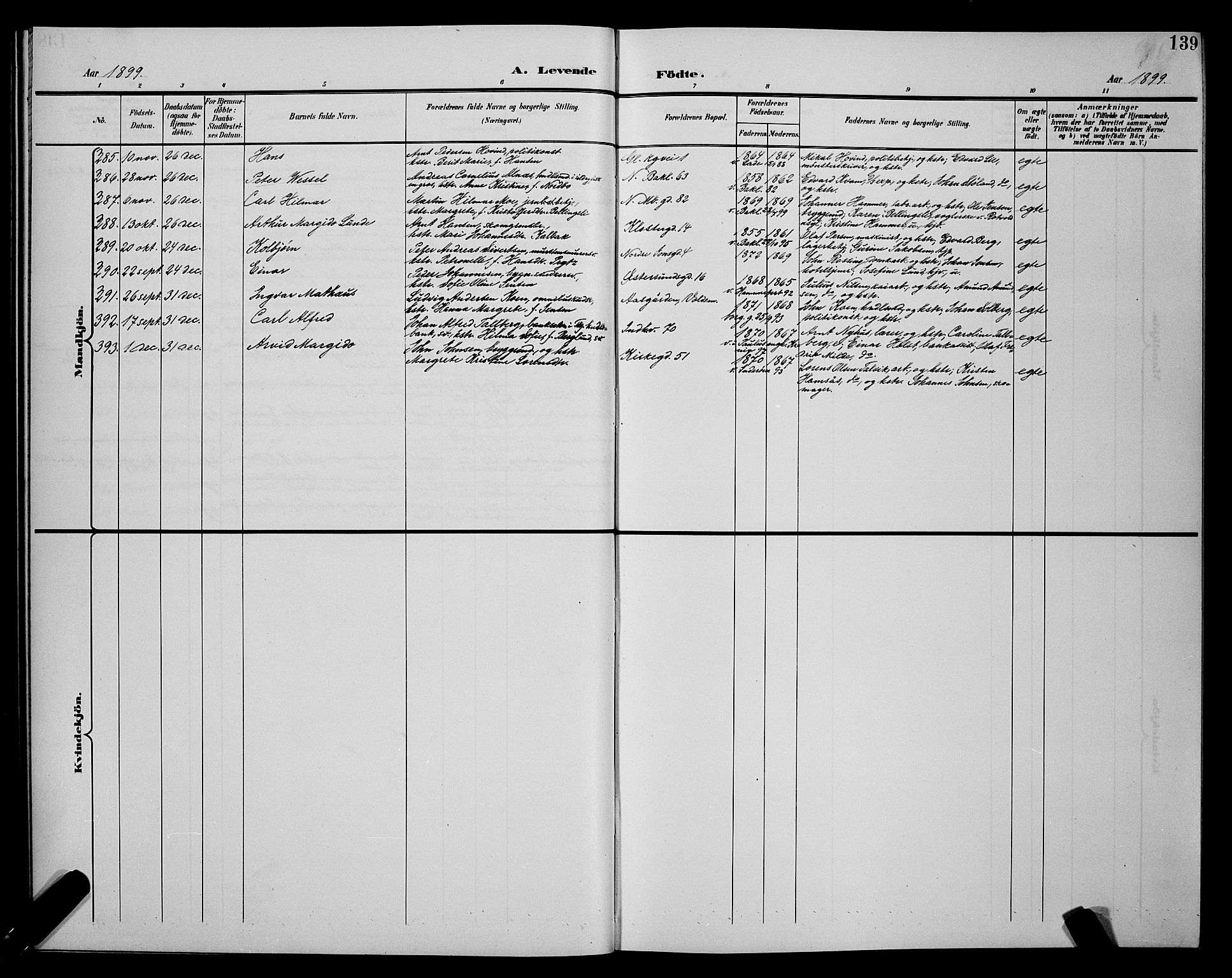 Ministerialprotokoller, klokkerbøker og fødselsregistre - Sør-Trøndelag, SAT/A-1456/604/L0225: Parish register (copy) no. 604C08, 1895-1899, p. 139