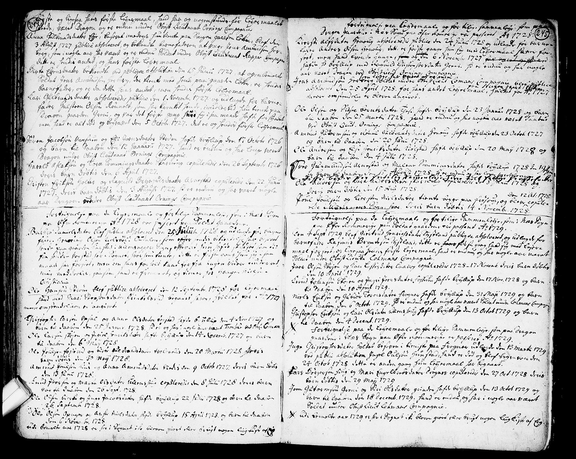 Nes prestekontor Kirkebøker, AV/SAO-A-10410/F/Fa/L0002: Parish register (official) no. I 2, 1717-1734, p. 244-245