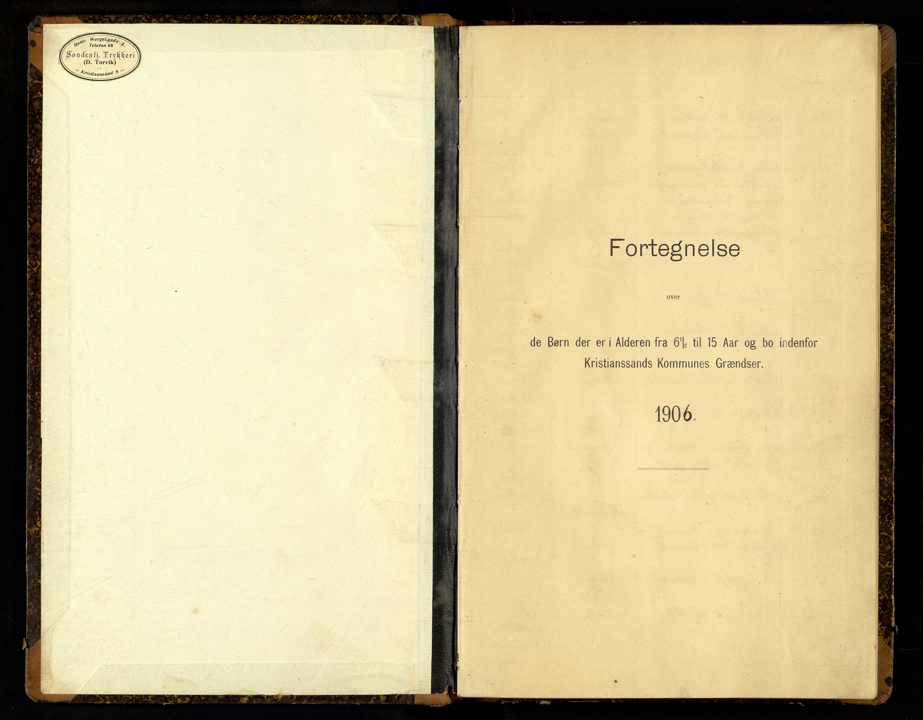 Kristiansand By - Skolekommisjonen/ -Styret, ARKSOR/1001KG510/J/Jb/L0014: Barnetelling, 1906