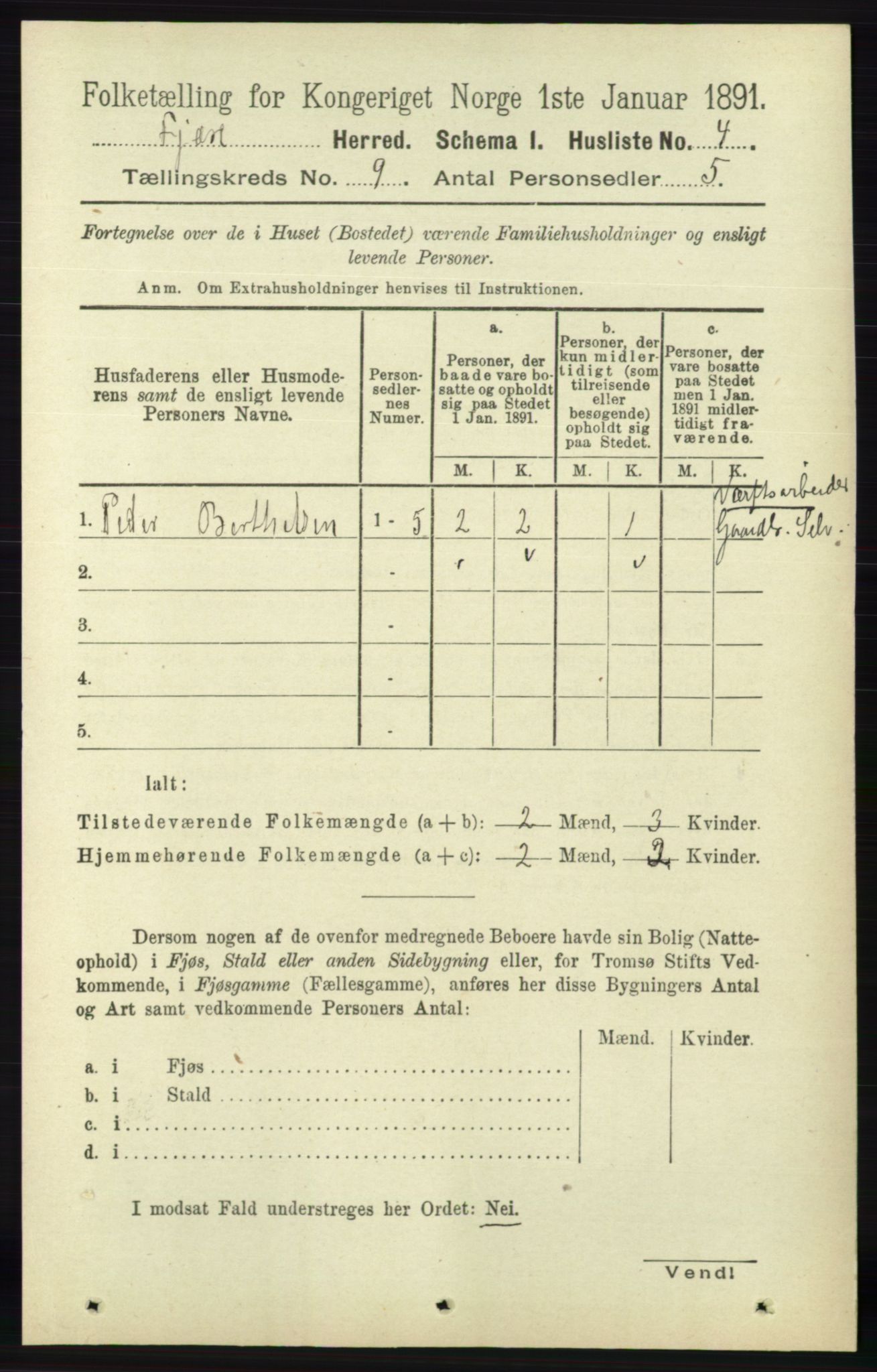 RA, 1891 census for 0923 Fjære, 1891, p. 4101