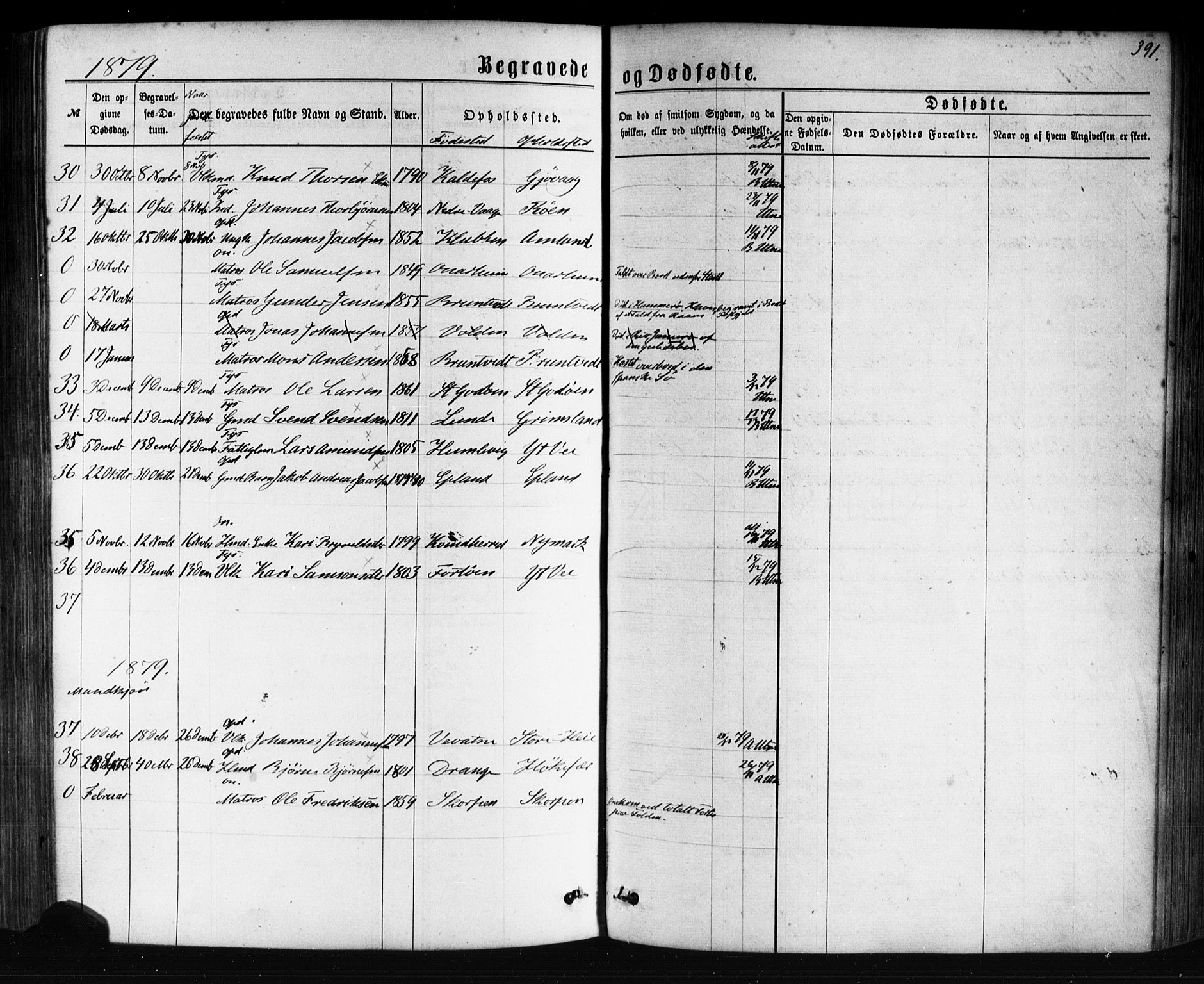 Tysnes sokneprestembete, SAB/A-78601/H/Haa: Parish register (official) no. A 12, 1872-1886, p. 391