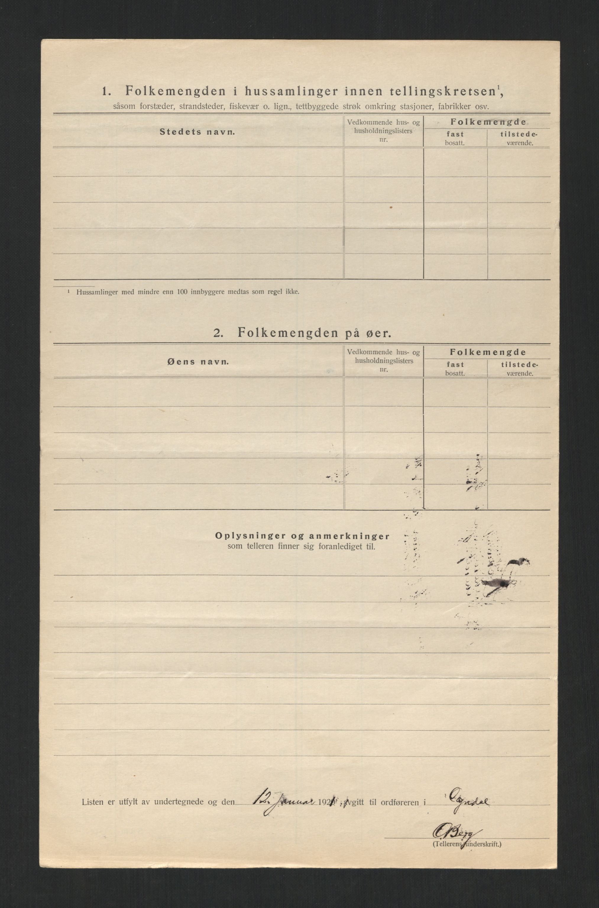 SAT, 1920 census for Ogndal, 1920, p. 16