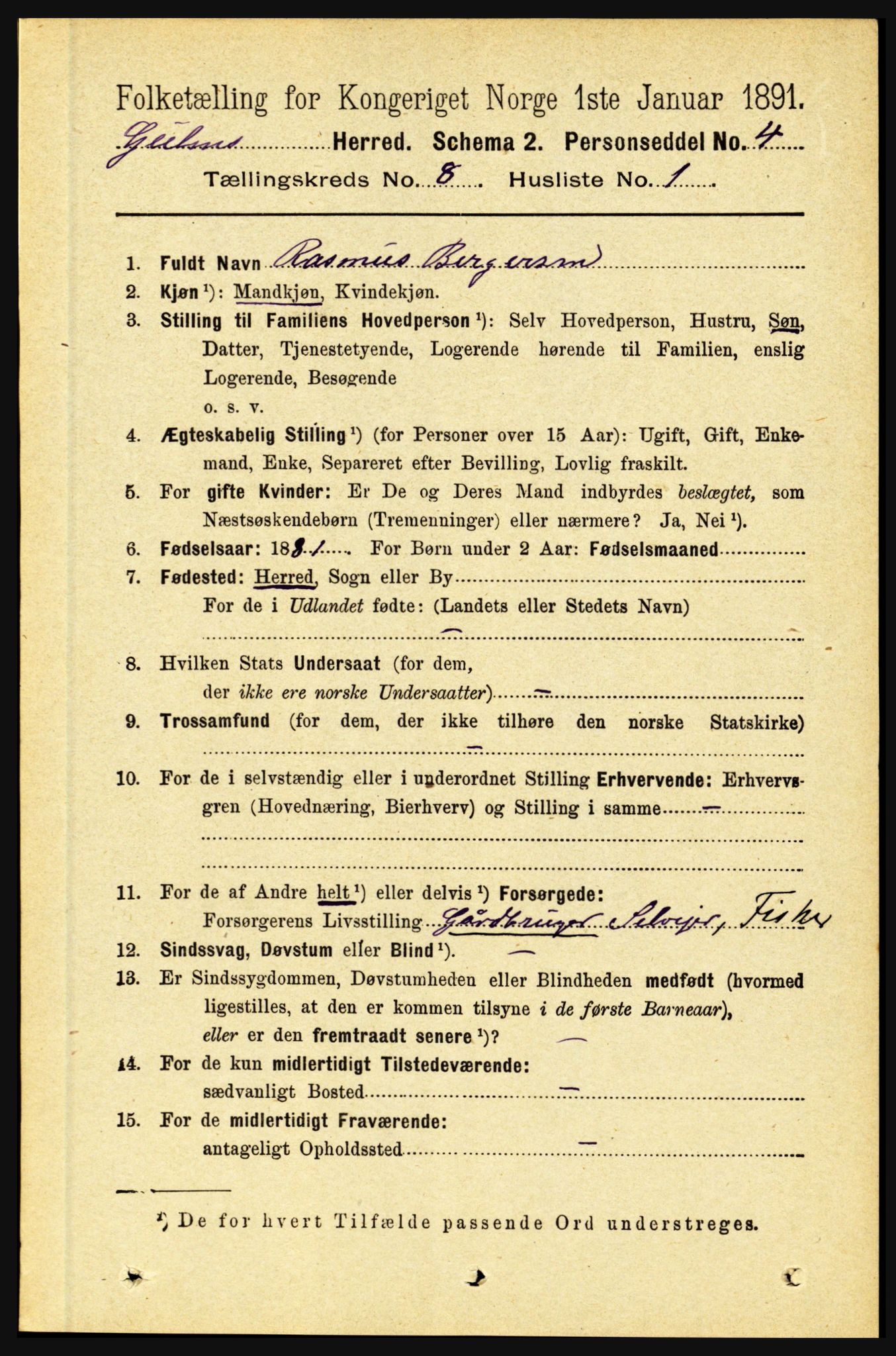 RA, 1891 census for 1411 Gulen, 1891, p. 2448