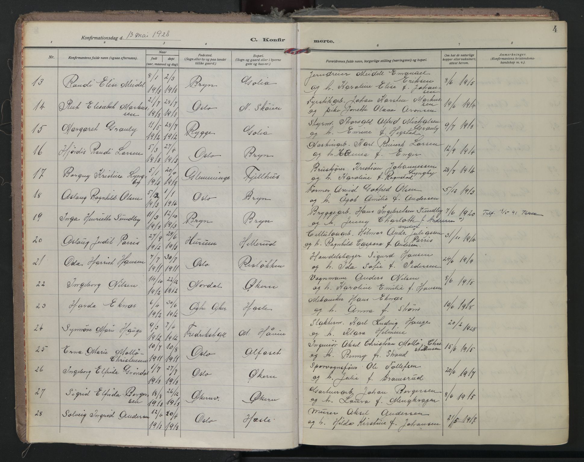 Østre Aker prestekontor Kirkebøker, AV/SAO-A-10840/F/Fa/L0014: Parish register (official) no. I 14, 1926-1936, p. 4