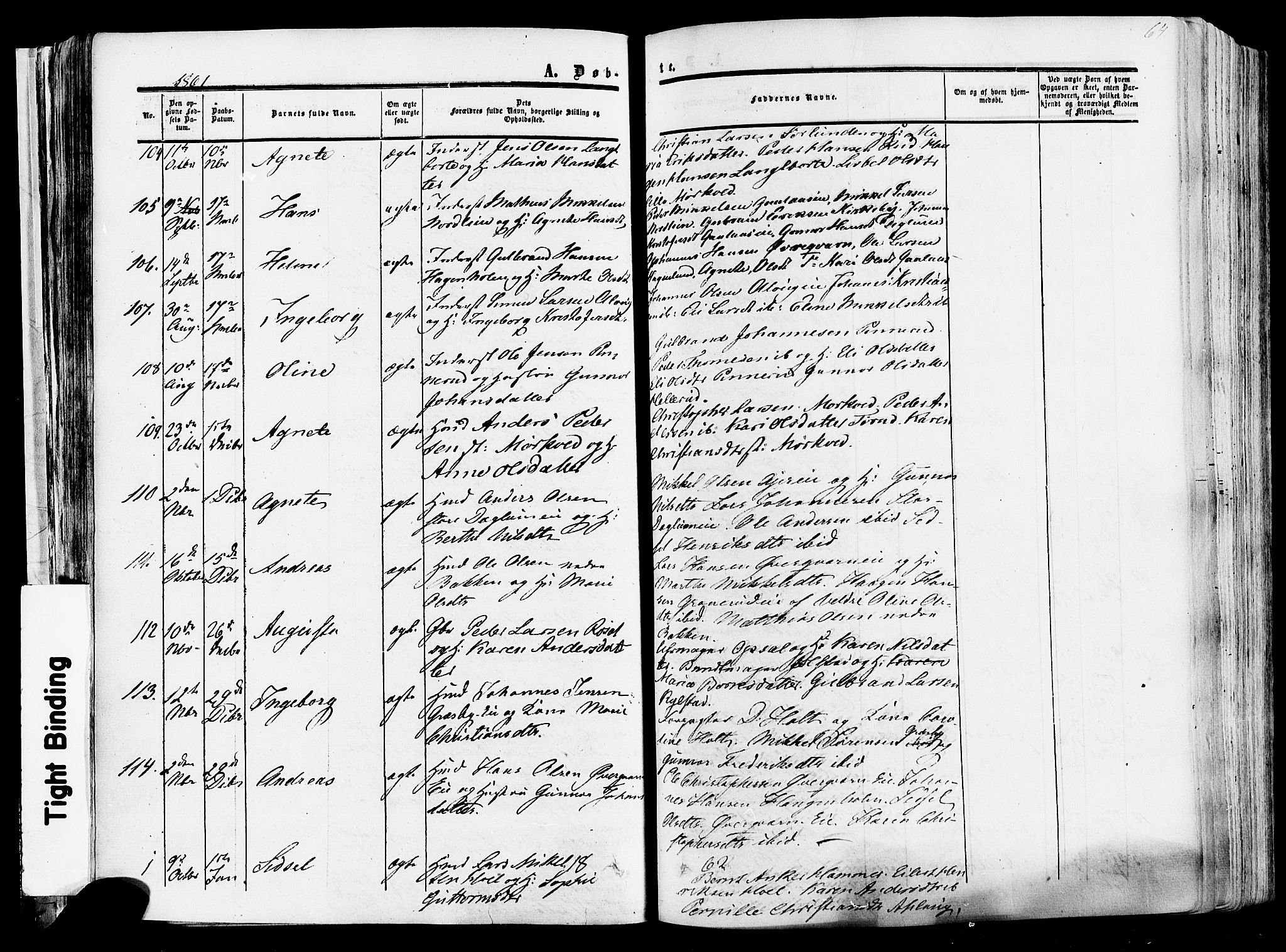 Vang prestekontor, Hedmark, SAH/PREST-008/H/Ha/Haa/L0013: Parish register (official) no. 13, 1855-1879, p. 64