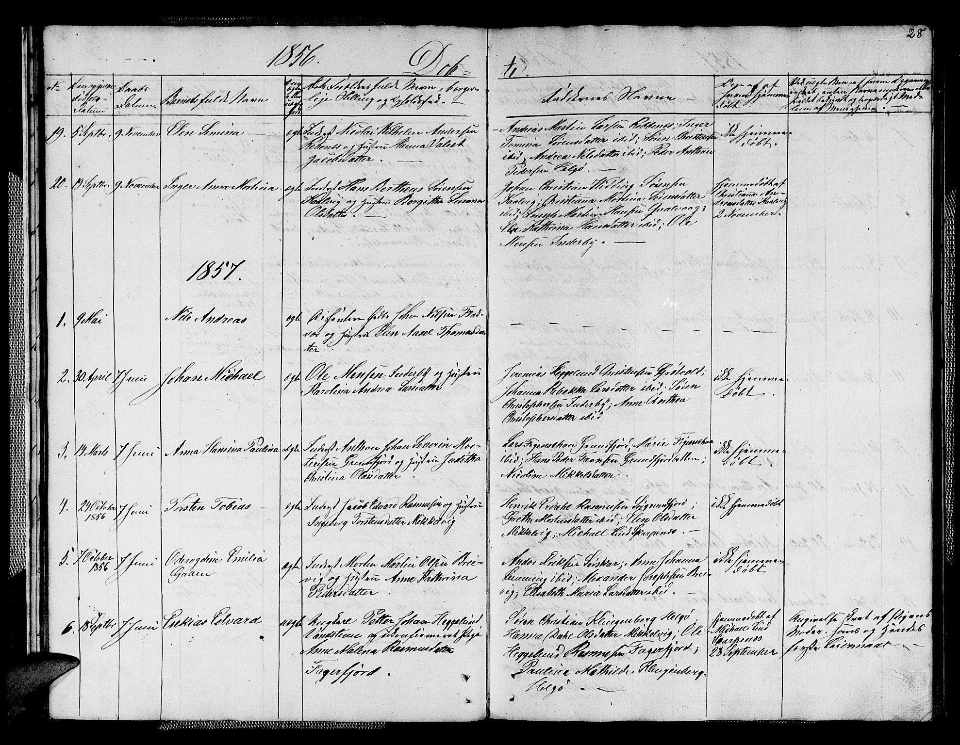 Karlsøy sokneprestembete, SATØ/S-1299/H/Ha/Hab/L0004klokker: Parish register (copy) no. 4, 1845-1870, p. 28