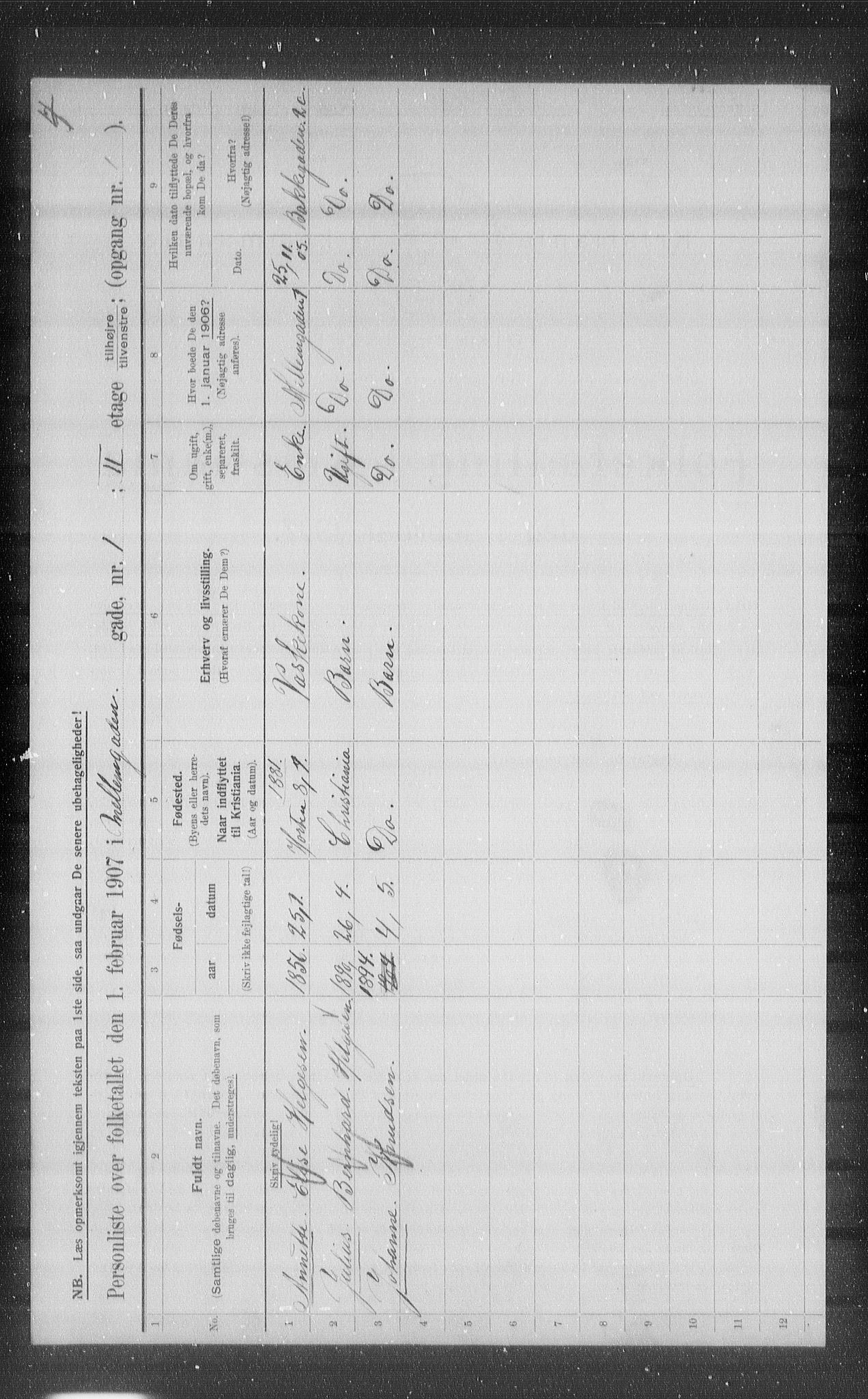 OBA, Municipal Census 1907 for Kristiania, 1907, p. 33212