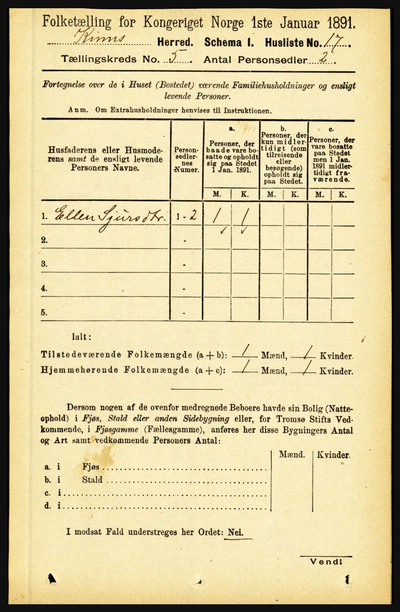 RA, 1891 census for 1437 Kinn, 1891, p. 1756