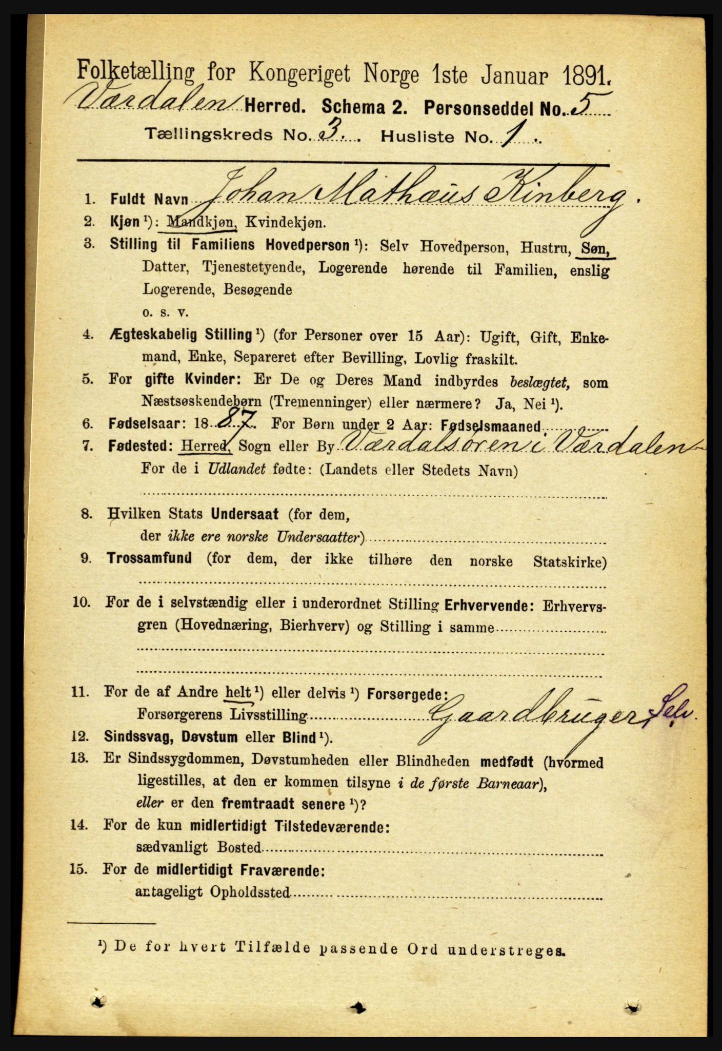RA, 1891 census for 1721 Verdal, 1891, p. 1779