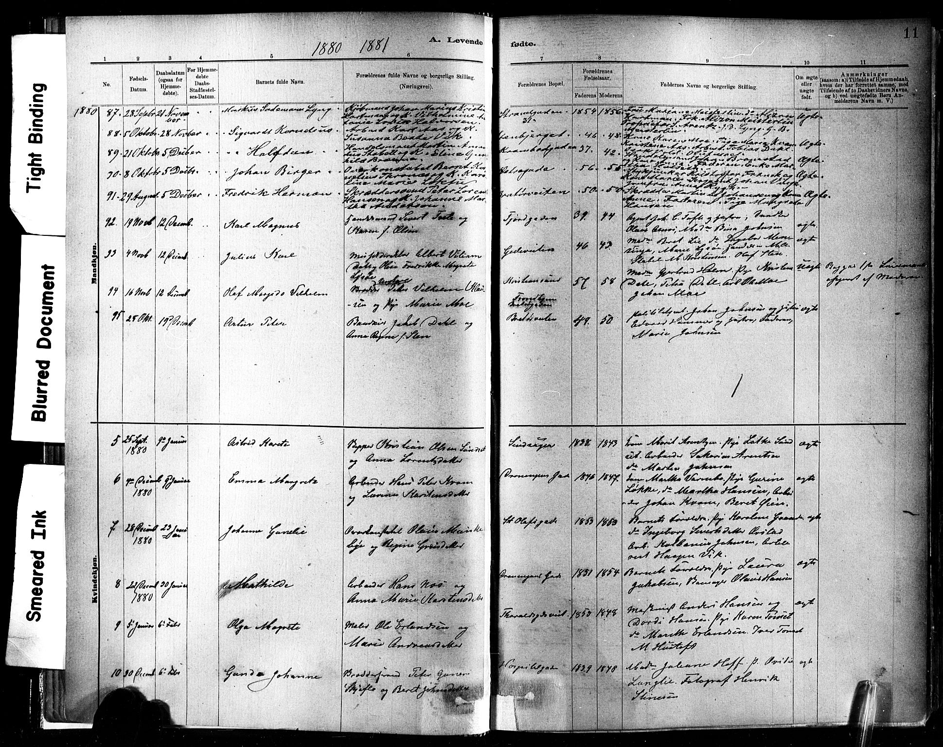 Ministerialprotokoller, klokkerbøker og fødselsregistre - Sør-Trøndelag, SAT/A-1456/602/L0119: Parish register (official) no. 602A17, 1880-1901, p. 11