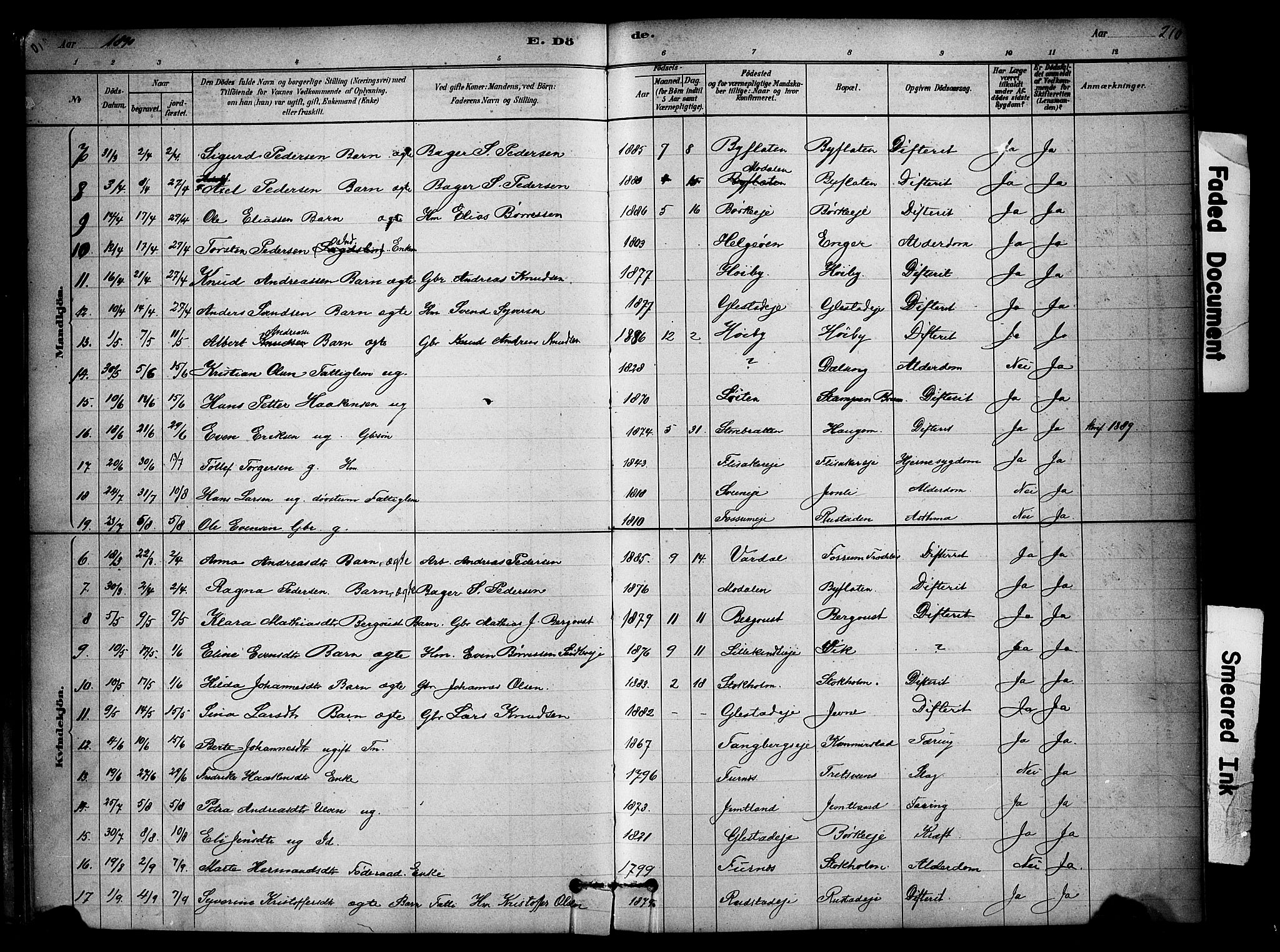 Ringsaker prestekontor, SAH/PREST-014/K/Ka/L0014: Parish register (official) no. 14, 1879-1890, p. 210