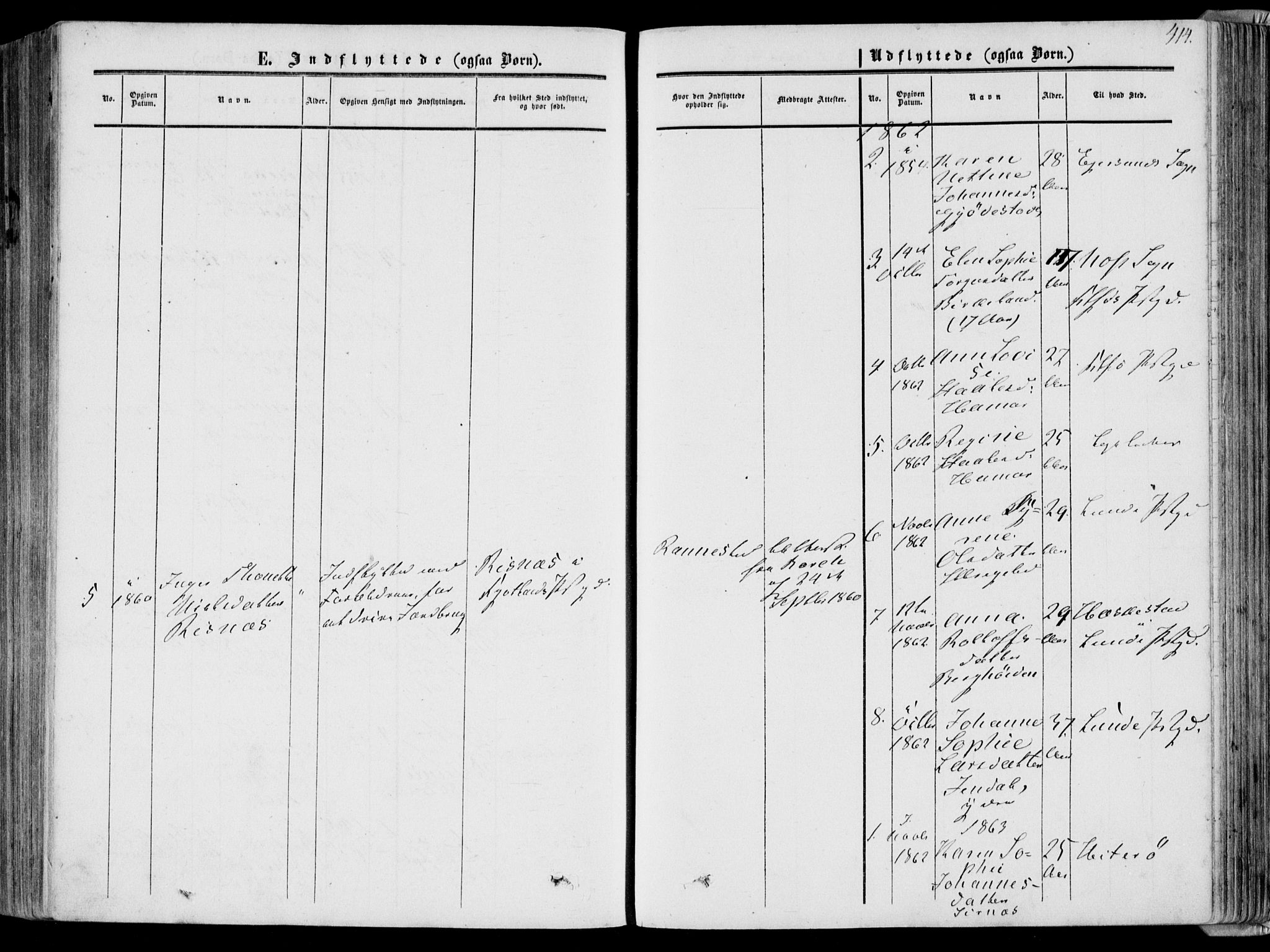 Bakke sokneprestkontor, SAK/1111-0002/F/Fa/Faa/L0006: Parish register (official) no. A 6, 1855-1877, p. 414