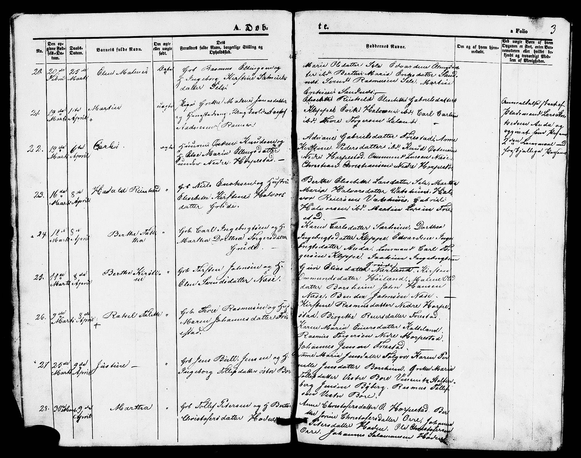 Klepp sokneprestkontor, AV/SAST-A-101803/001/3/30BB/L0002: Parish register (copy) no. B 2, 1860-1875, p. 3