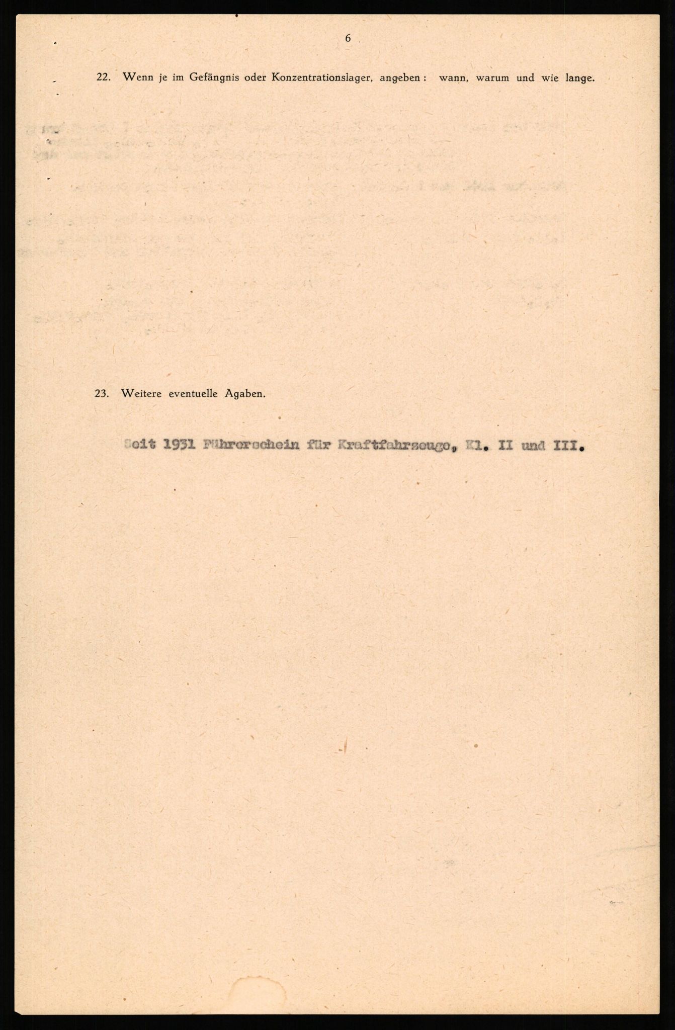 Forsvaret, Forsvarets overkommando II, AV/RA-RAFA-3915/D/Db/L0037: CI Questionaires. Tyske okkupasjonsstyrker i Norge. Tyskere., 1945-1946, p. 47