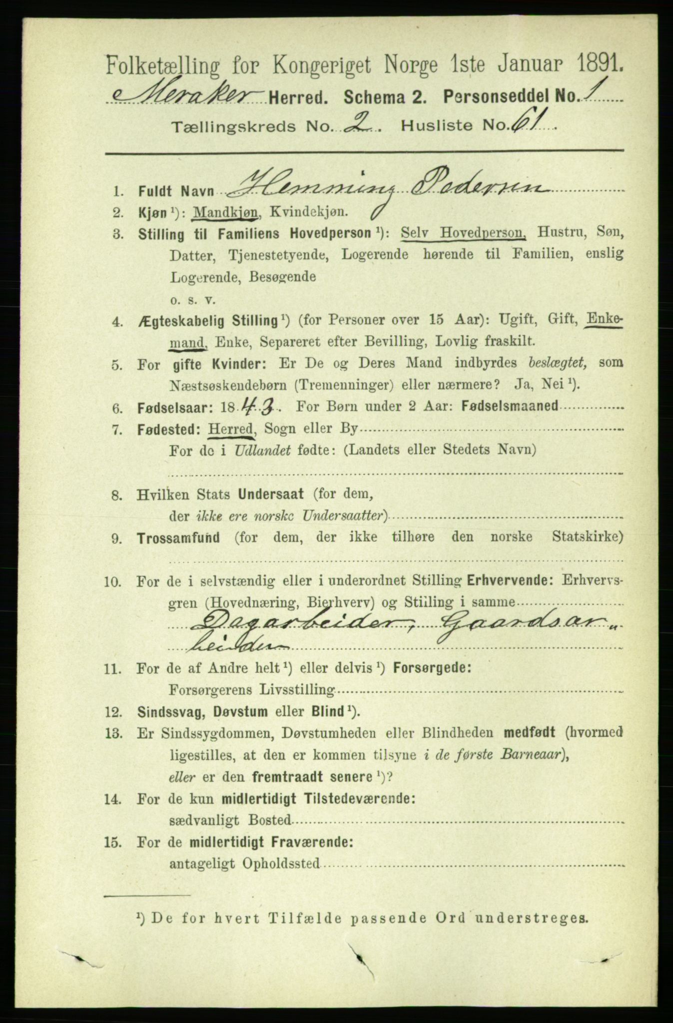 RA, 1891 census for 1711 Meråker, 1891, p. 1024