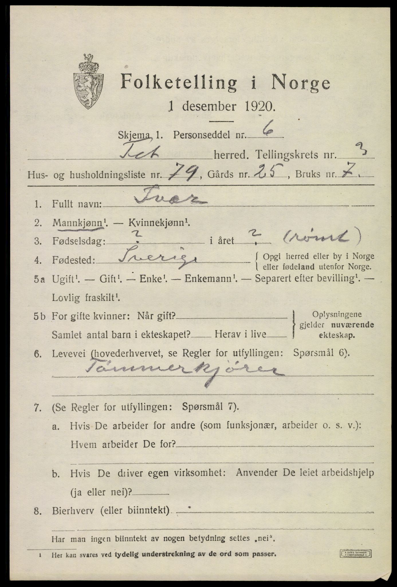 SAO, 1920 census for Fet, 1920, p. 4878