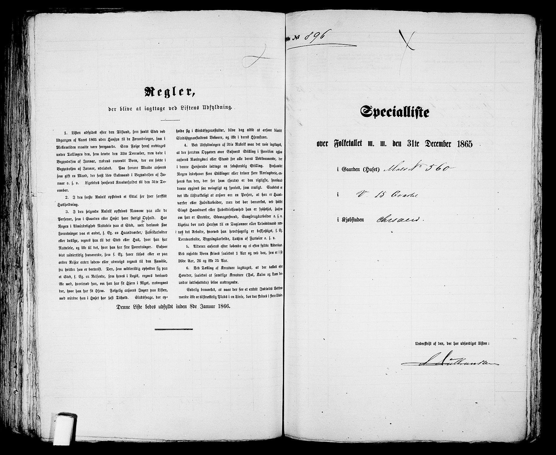 RA, 1865 census for Kristiansand, 1865, p. 1831