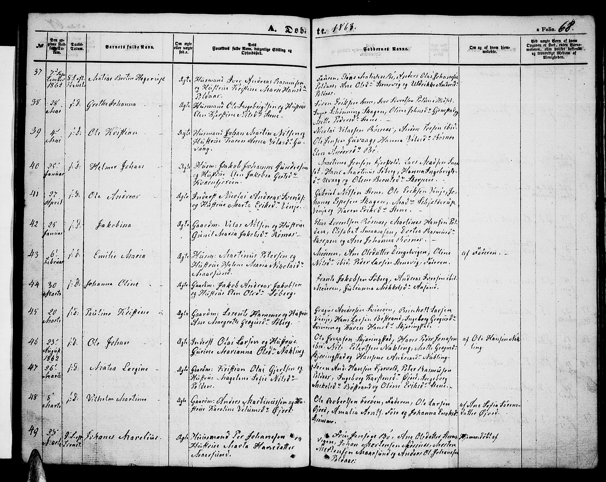 Ministerialprotokoller, klokkerbøker og fødselsregistre - Nordland, SAT/A-1459/891/L1313: Parish register (copy) no. 891C02, 1856-1870, p. 68