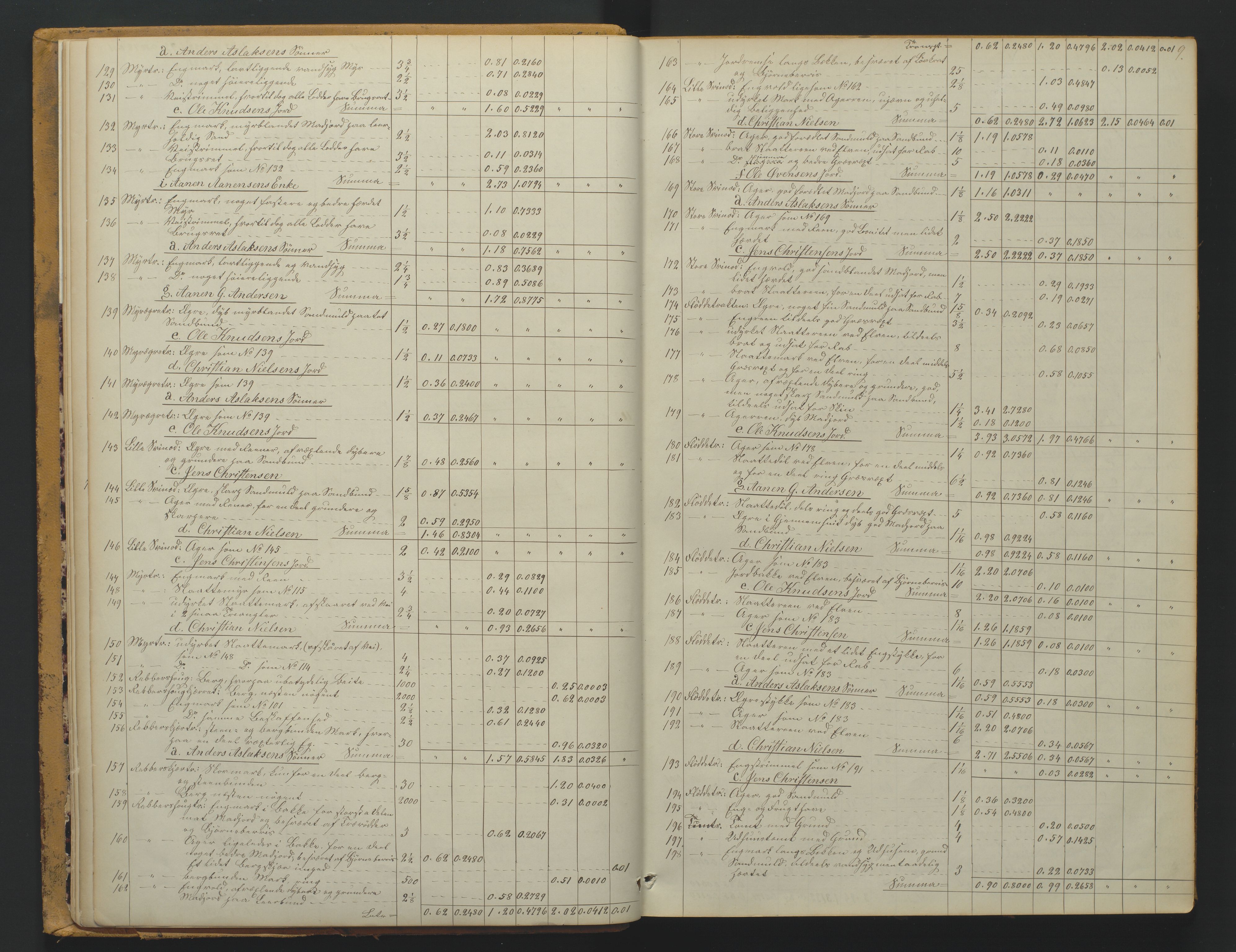 Utskiftningsformannen i Nedenes amt, AV/SAK-1541-0002/F/Fa/Faa/L0007: Utskiftningsprotokoll med gårdsregister, Nedenes amt nr 7, 1873-1878, p. 9