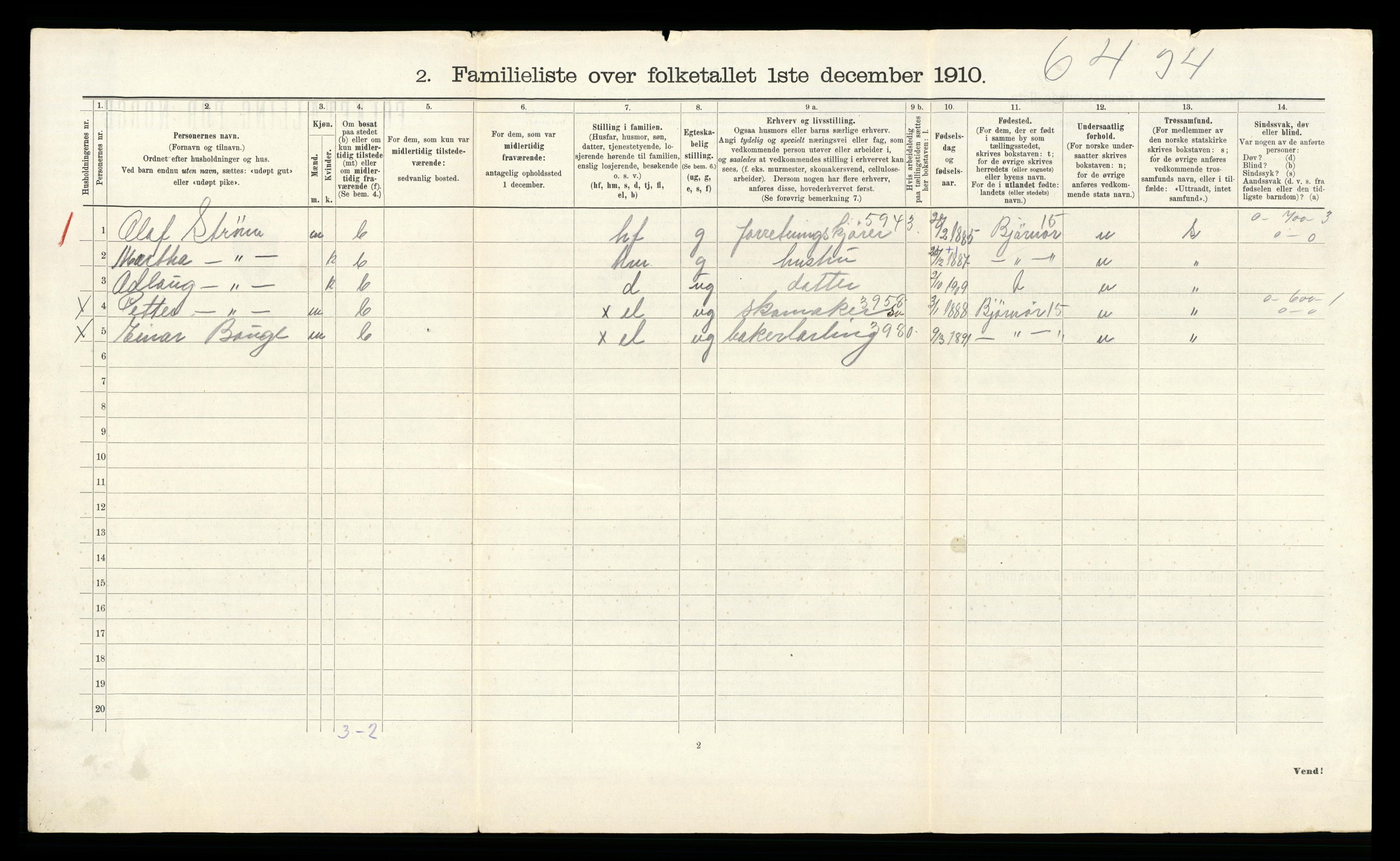 RA, 1910 census for Trondheim, 1910, p. 8064