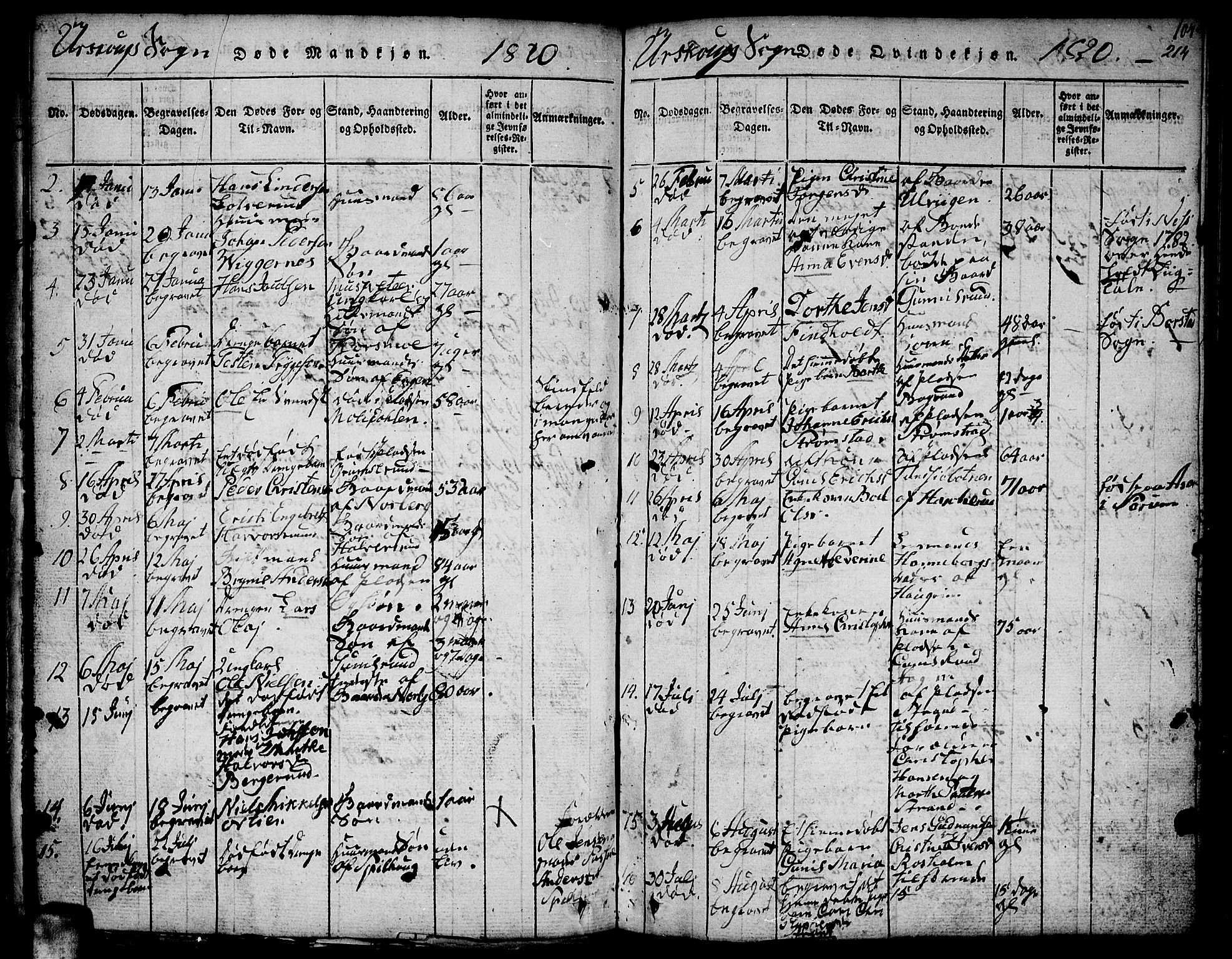 Aurskog prestekontor Kirkebøker, SAO/A-10304a/F/Fa/L0005: Parish register (official) no. I 5, 1814-1829, p. 214