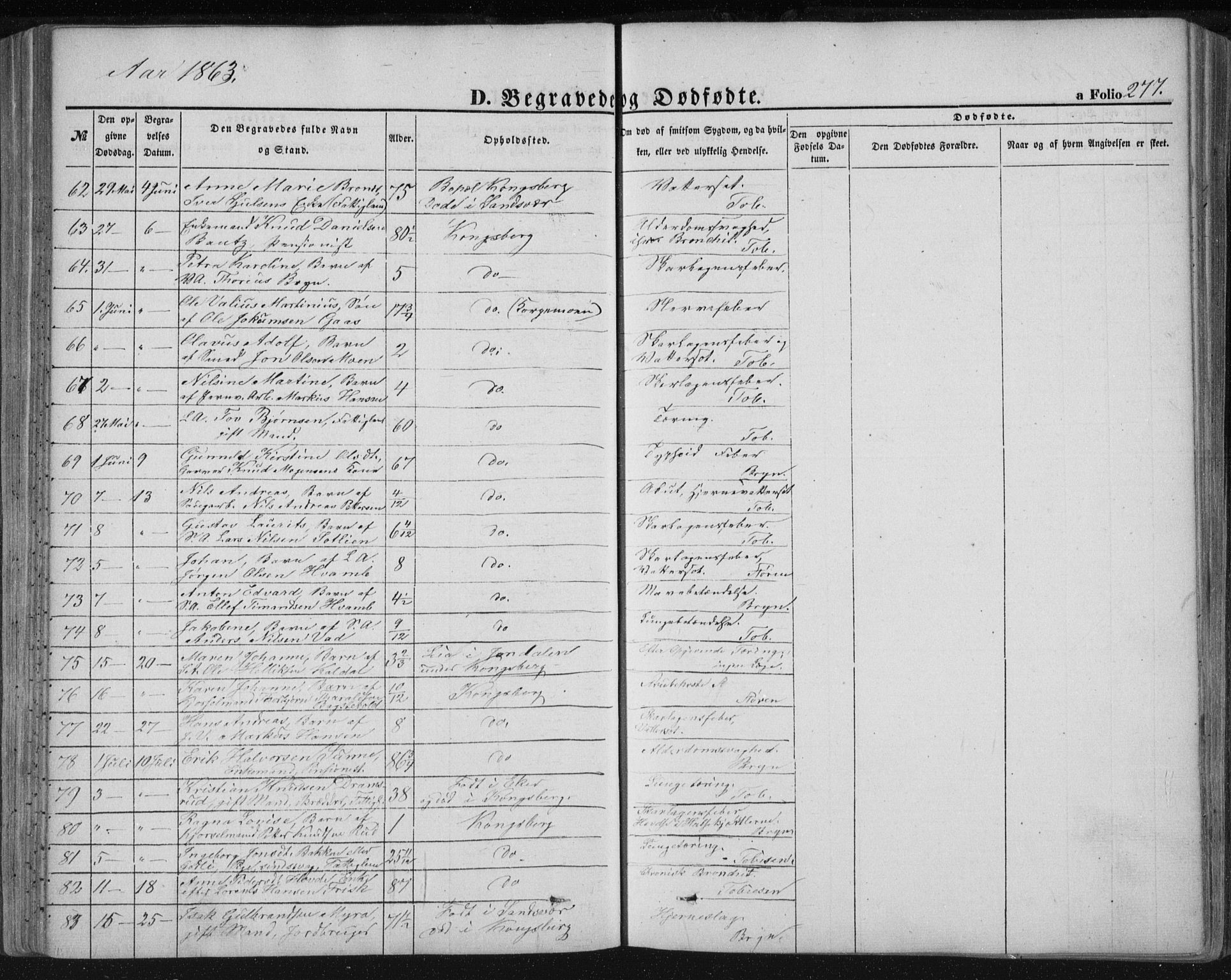 Kongsberg kirkebøker, AV/SAKO-A-22/F/Fa/L0010: Parish register (official) no. I 10, 1859-1875, p. 277