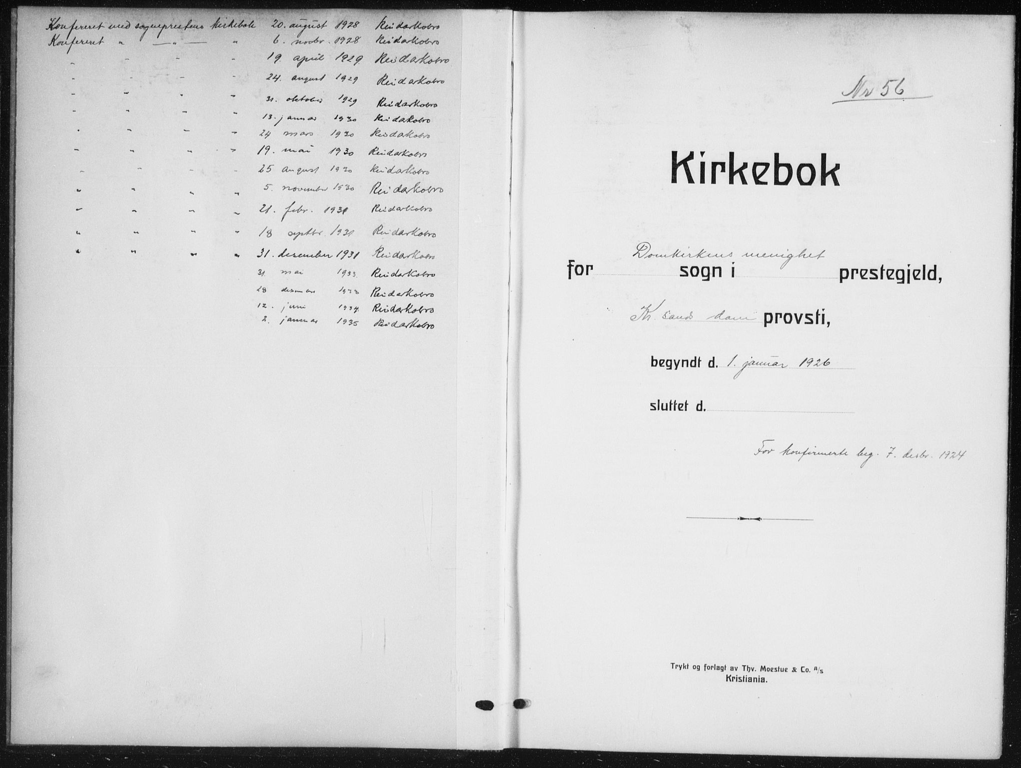 Kristiansand domprosti, SAK/1112-0006/F/Fb/L0025: Parish register (copy) no. B 25, 1924-1934