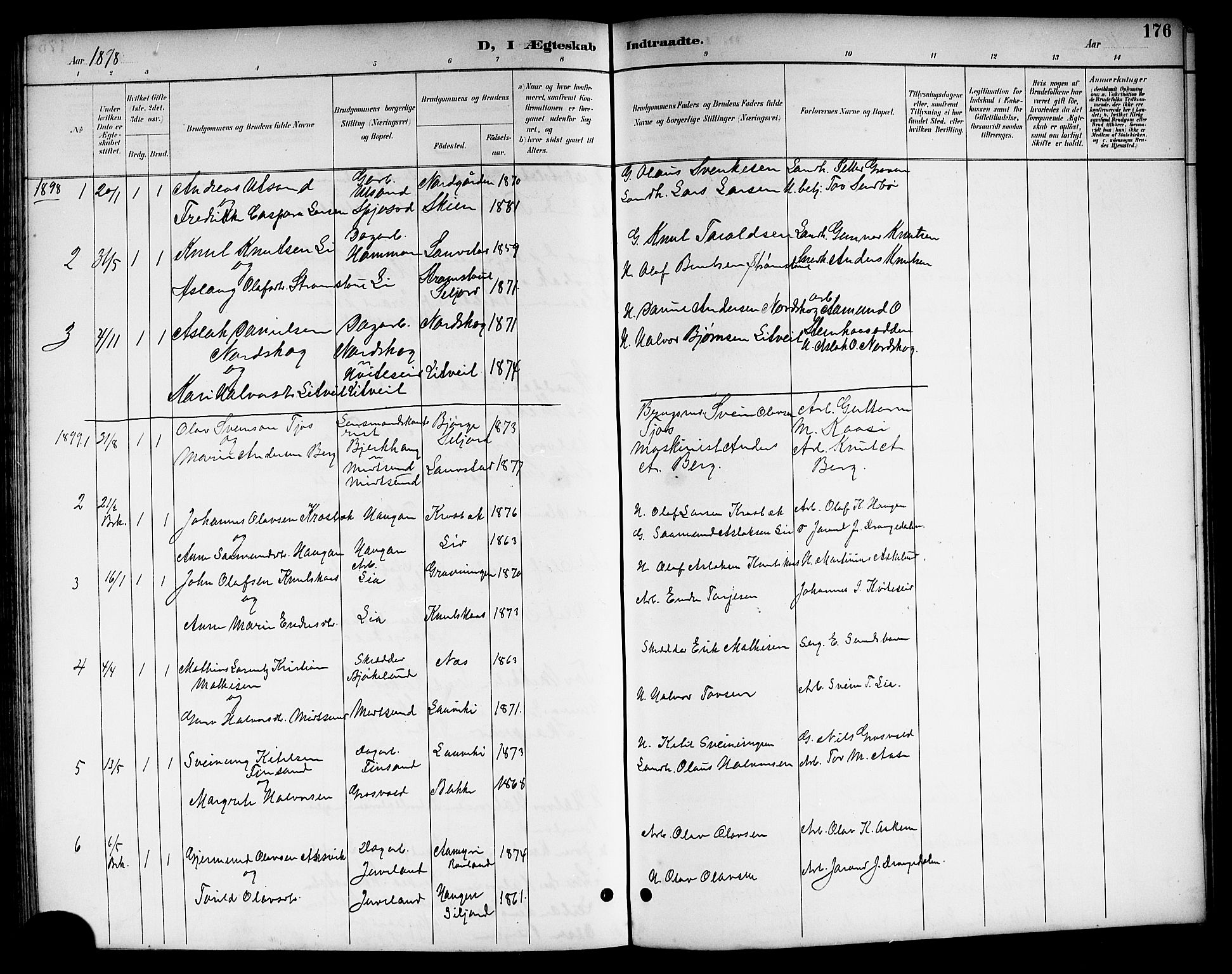Kviteseid kirkebøker, SAKO/A-276/G/Ga/L0002: Parish register (copy) no. I 2, 1893-1918, p. 176