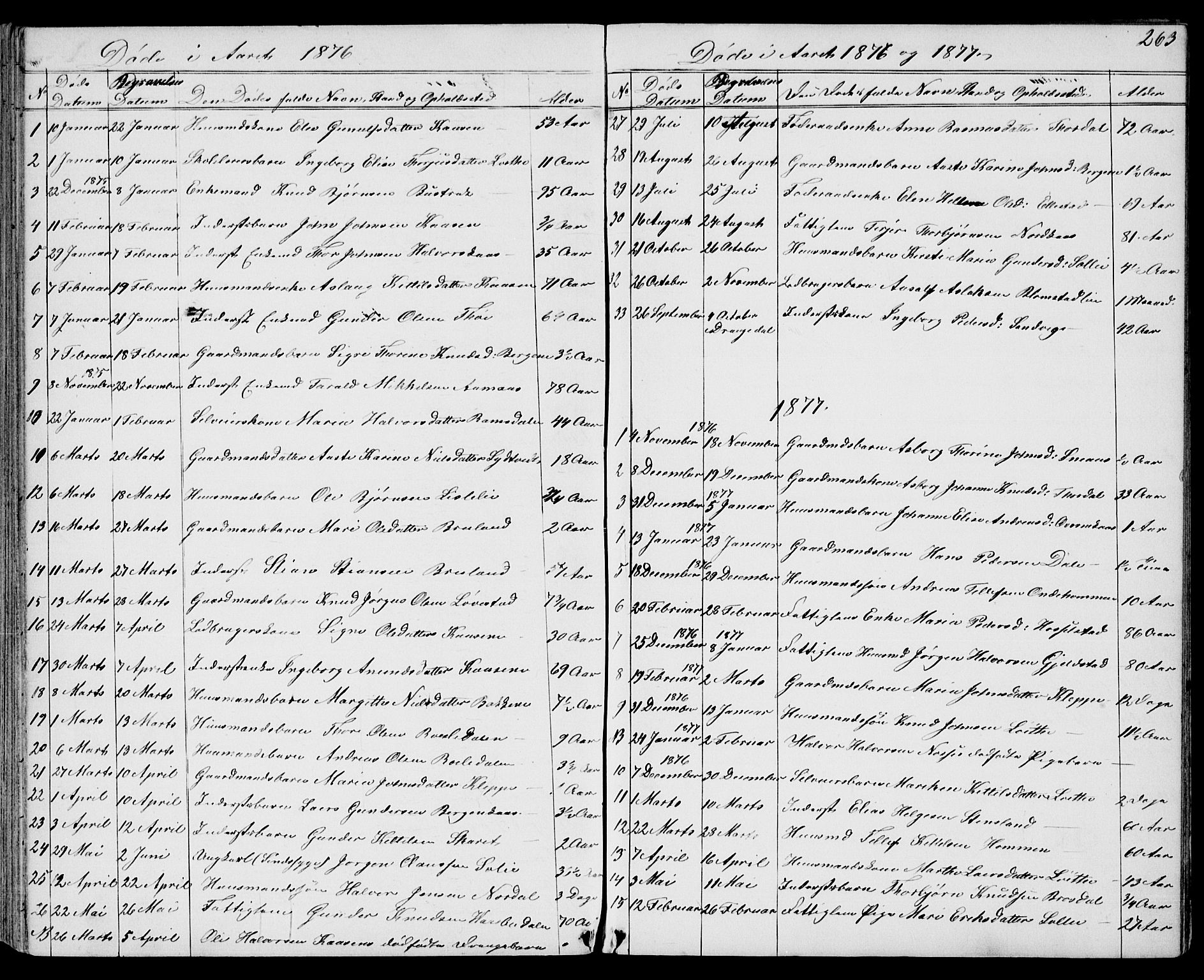 Drangedal kirkebøker, SAKO/A-258/G/Gb/L0001: Parish register (copy) no. II 1, 1856-1894, p. 263