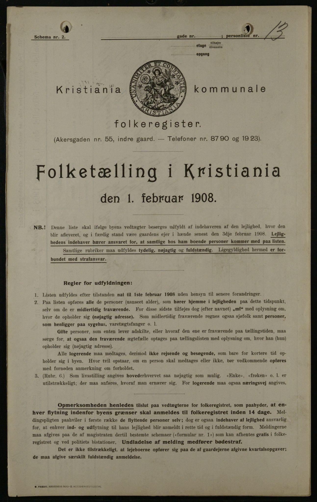 OBA, Municipal Census 1908 for Kristiania, 1908, p. 8726