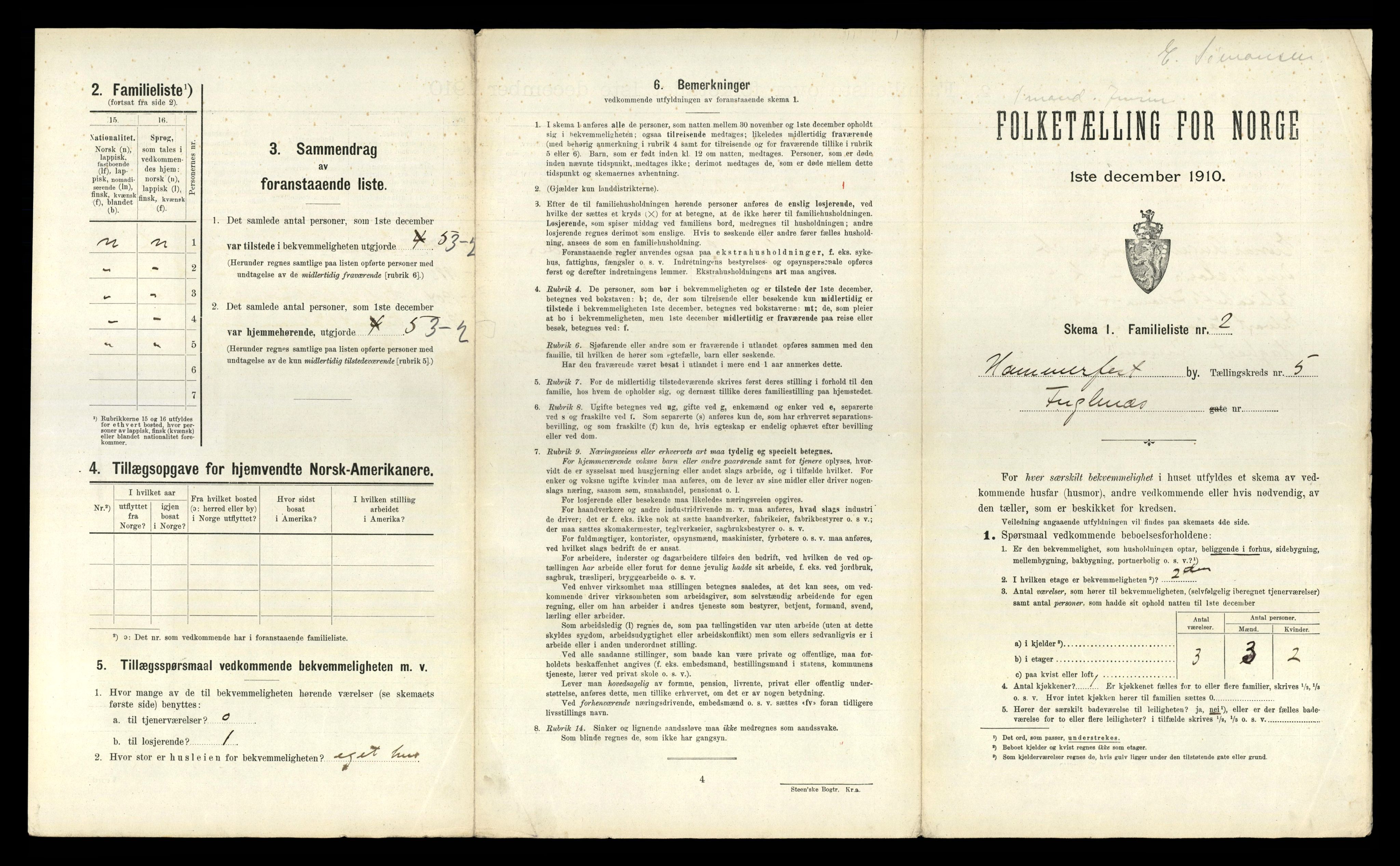 RA, 1910 census for Hammerfest, 1910, p. 1366