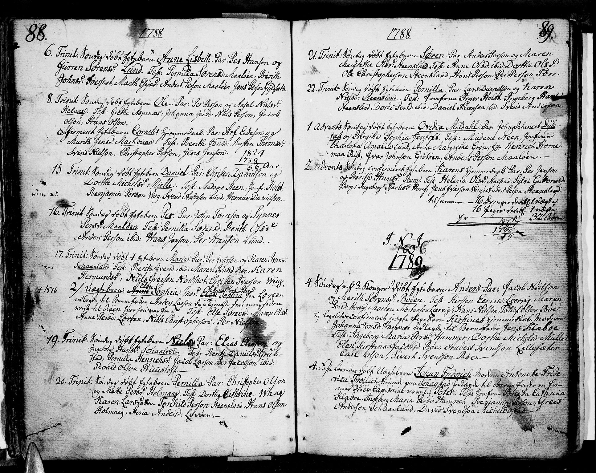 Ministerialprotokoller, klokkerbøker og fødselsregistre - Nordland, SAT/A-1459/855/L0796: Parish register (official) no. 855A04, 1776-1813, p. 88-89
