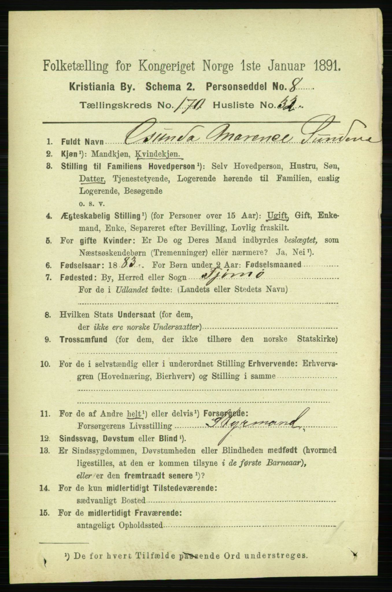 RA, 1891 census for 0301 Kristiania, 1891, p. 100558