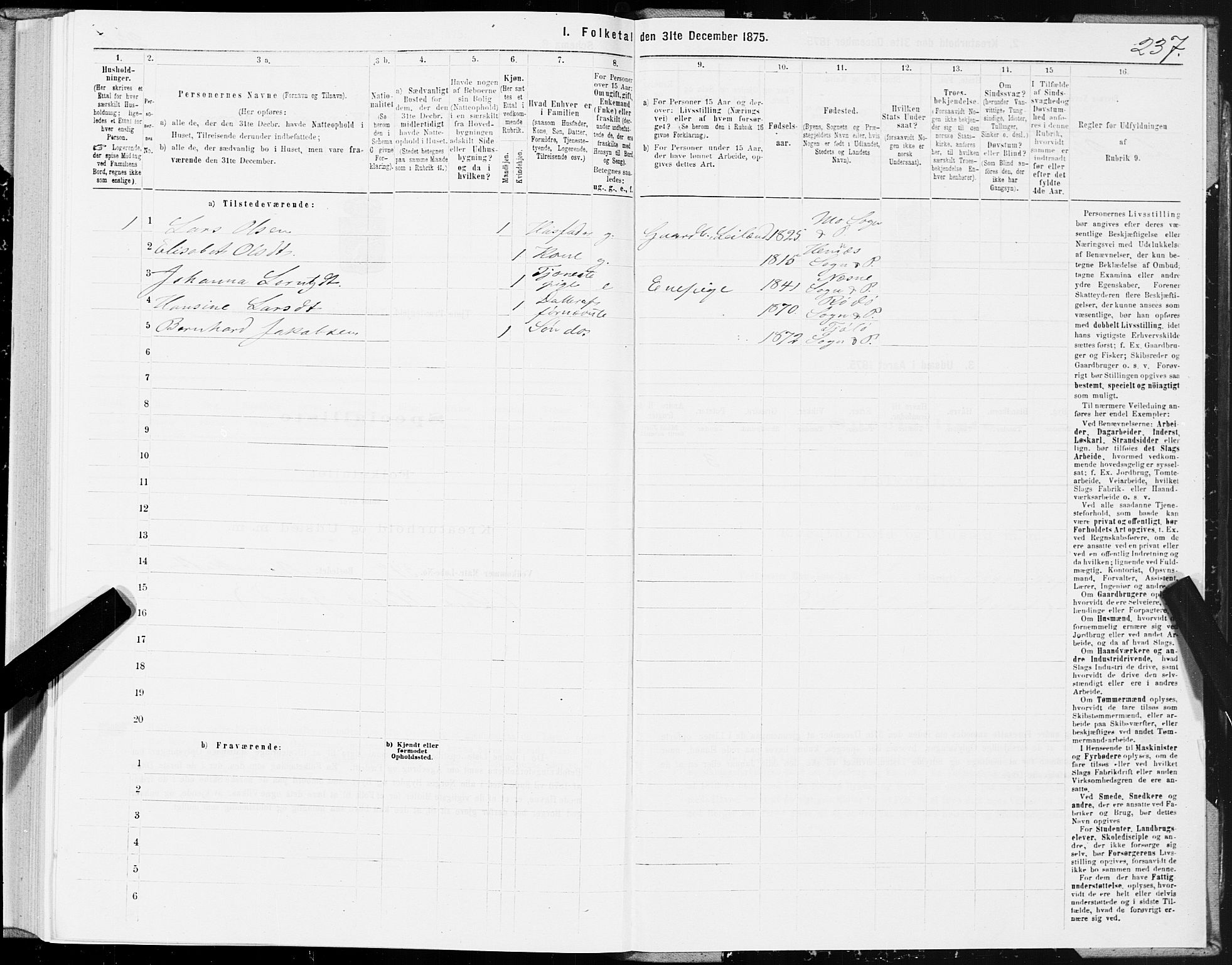 SAT, 1875 census for 1817P Tjøtta, 1875, p. 2237