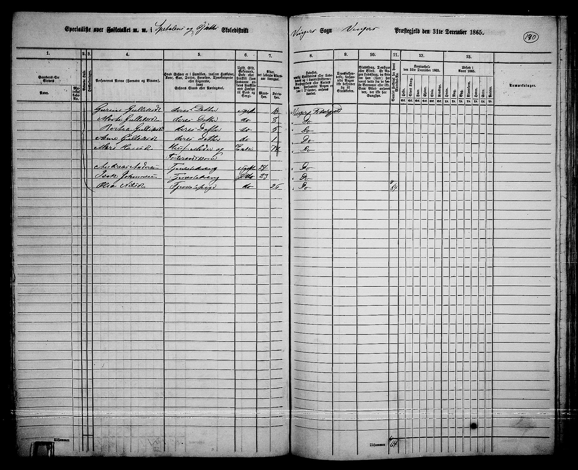 RA, 1865 census for Vinger/Vinger og Austmarka, 1865, p. 175