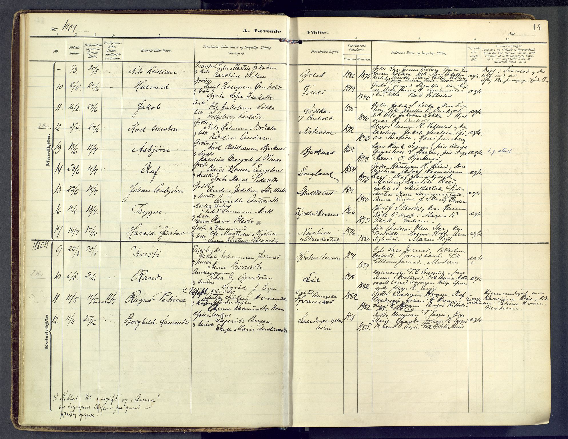 Sandsvær kirkebøker, AV/SAKO-A-244/F/Fb/L0002: Parish register (official) no. II 2, 1906-1956, p. 14