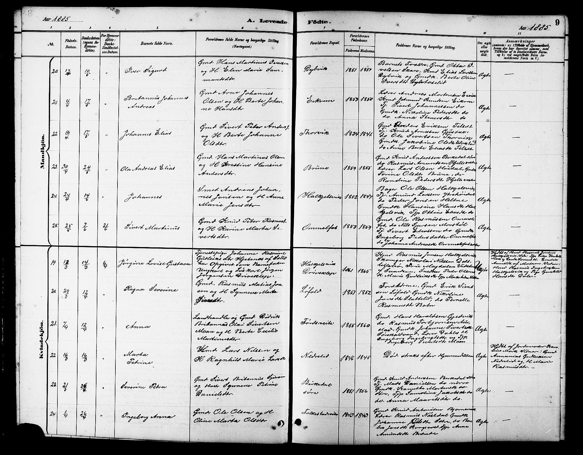 Ministerialprotokoller, klokkerbøker og fødselsregistre - Møre og Romsdal, AV/SAT-A-1454/511/L0158: Parish register (copy) no. 511C04, 1884-1903, p. 9