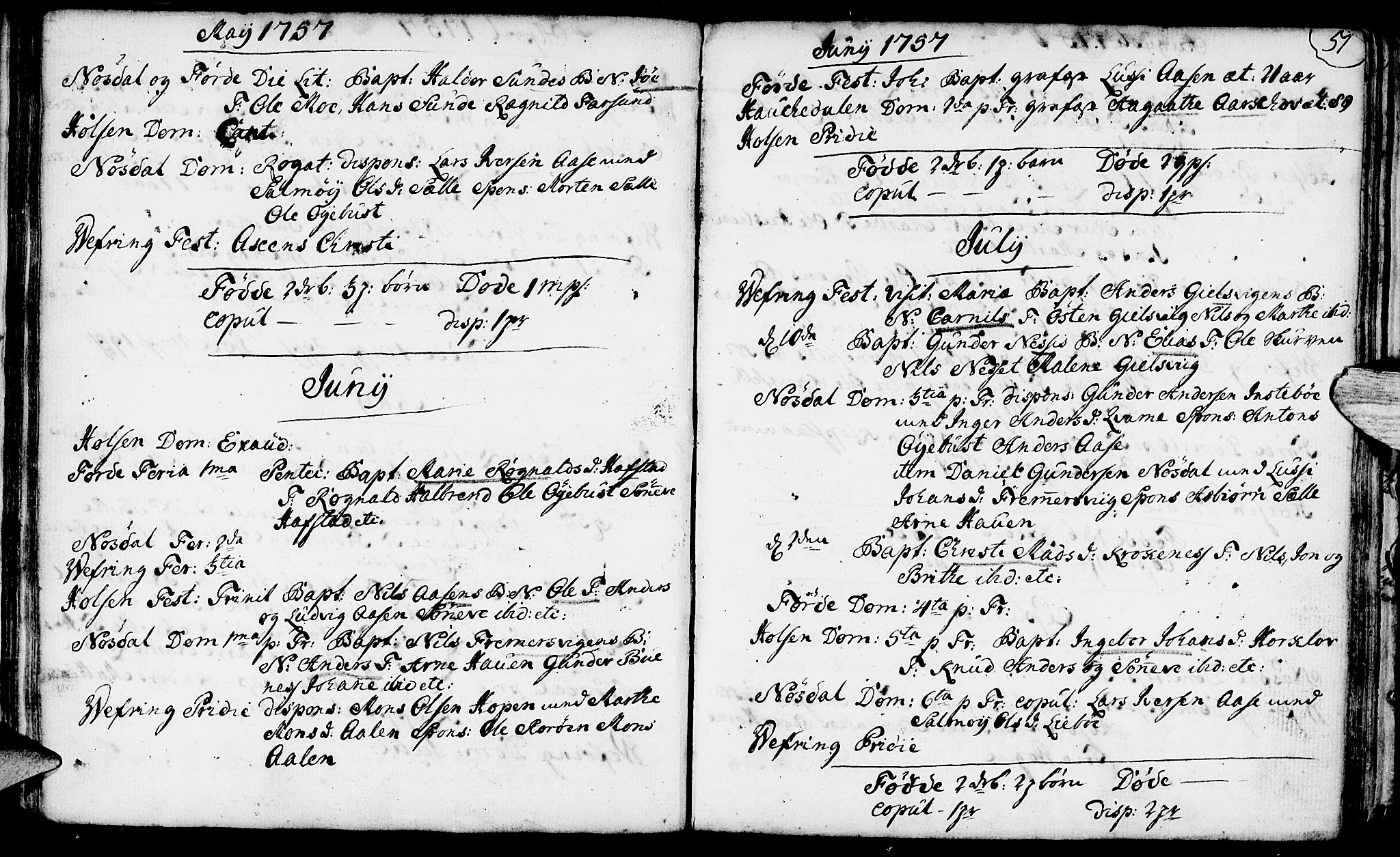 Førde sokneprestembete, SAB/A-79901/H/Haa/Haaa/L0003: Parish register (official) no. A 3, 1749-1764, p. 51