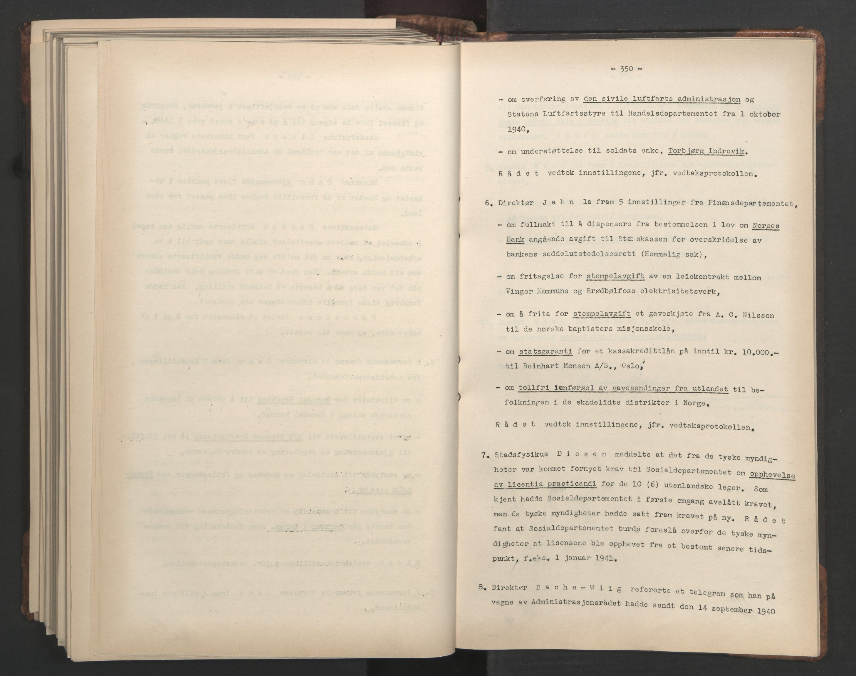 Administrasjonsrådet, AV/RA-S-1004/A/L0001: Møteprotokoll med tillegg 15/4-25/9, 1940, p. 350