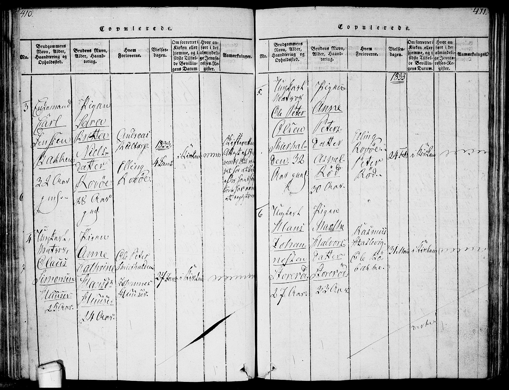 Hvaler prestekontor Kirkebøker, SAO/A-2001/F/Fa/L0005: Parish register (official) no. I 5, 1816-1845, p. 410-411