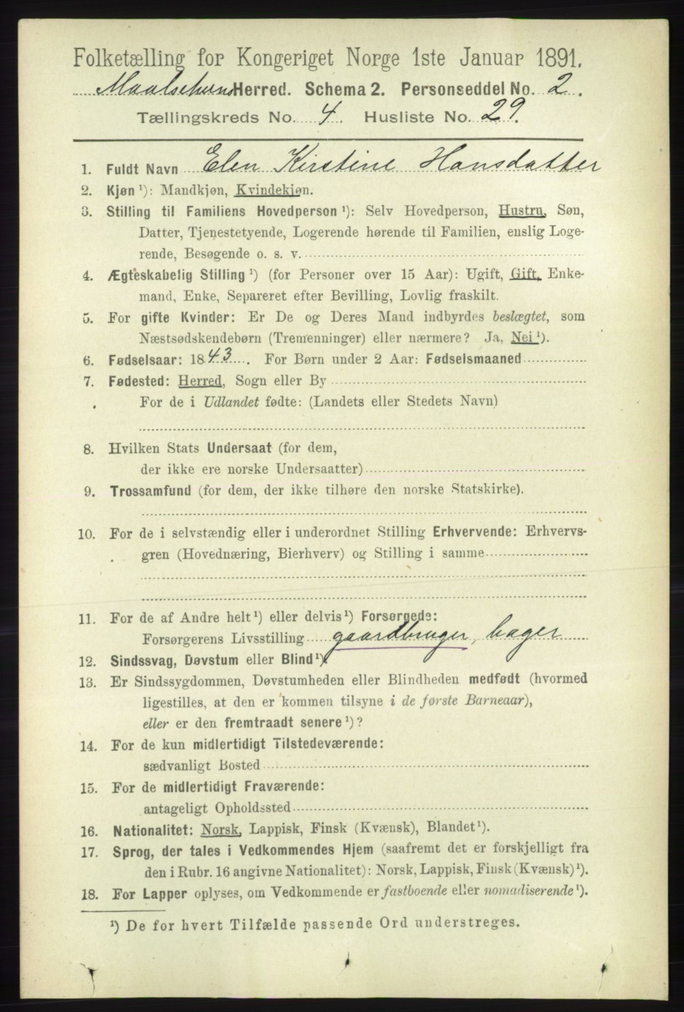 RA, 1891 census for 1924 Målselv, 1891, p. 1298