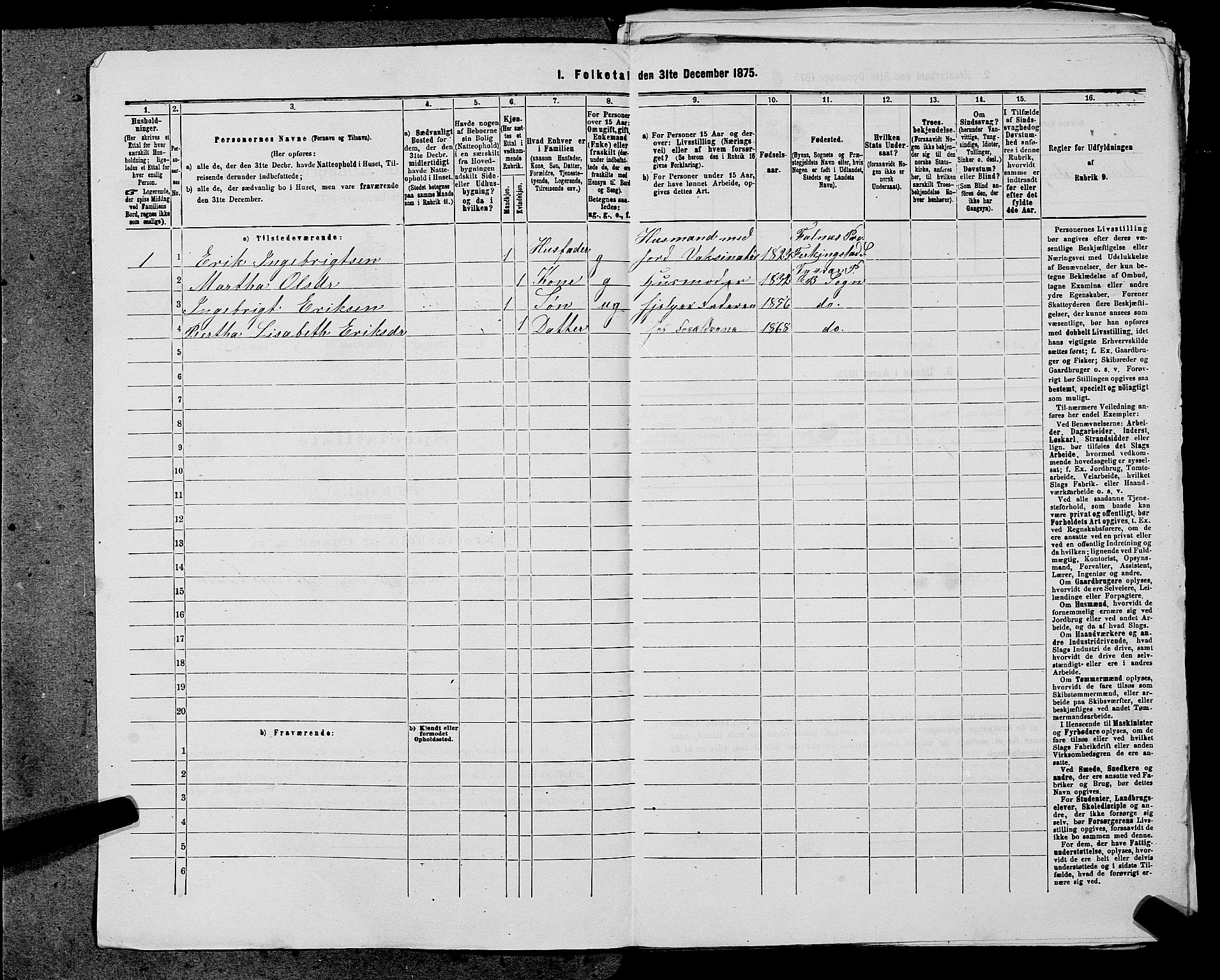 SAST, 1875 census for 1146P Tysvær, 1875, p. 962