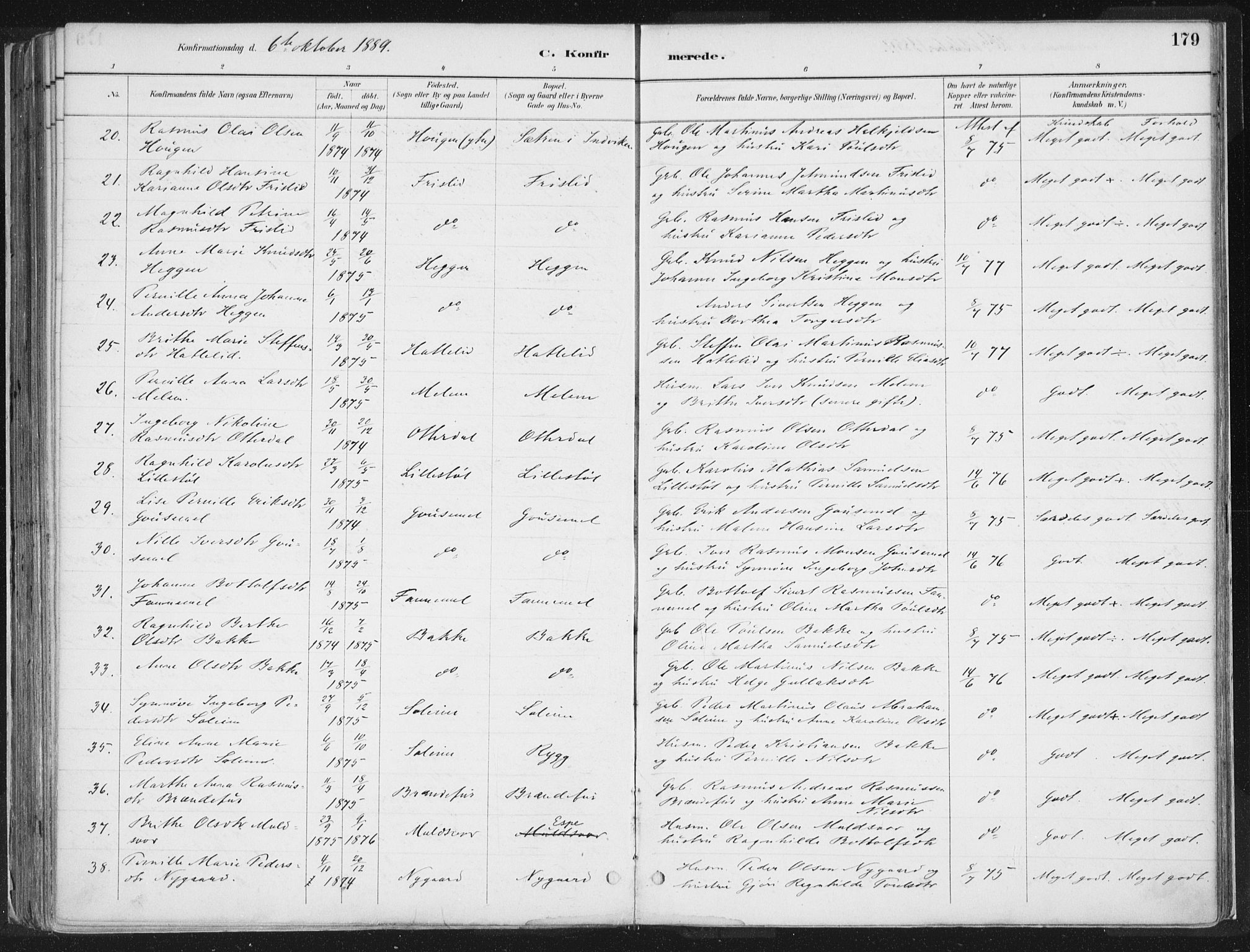 Hornindal sokneprestembete, AV/SAB-A-82401/H/Haa/Haaa/L0003/0001: Parish register (official) no. A 3A, 1887-1917, p. 179