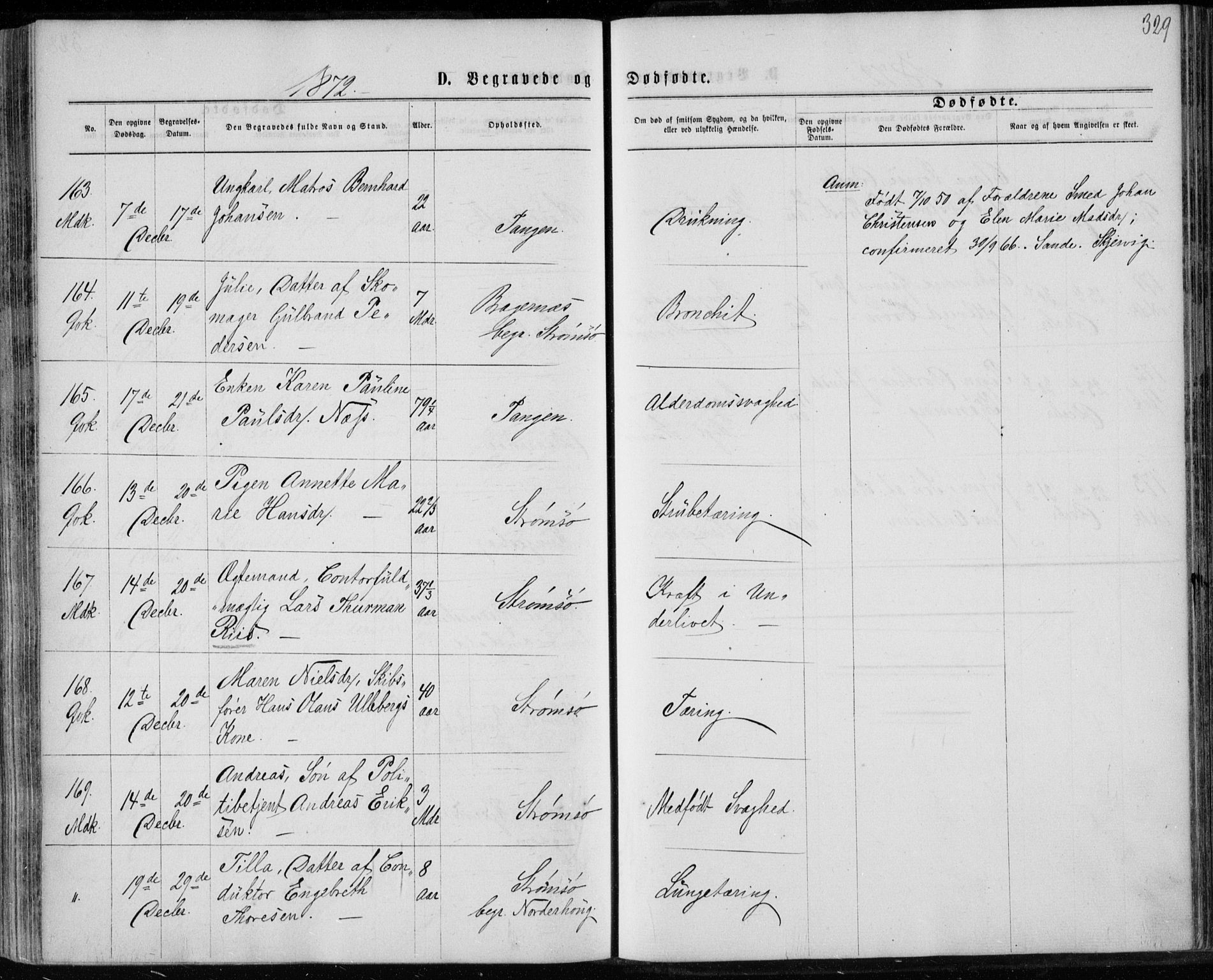 Strømsø kirkebøker, SAKO/A-246/F/Fa/L0016: Parish register (official) no. I 16, 1868-1873, p. 329