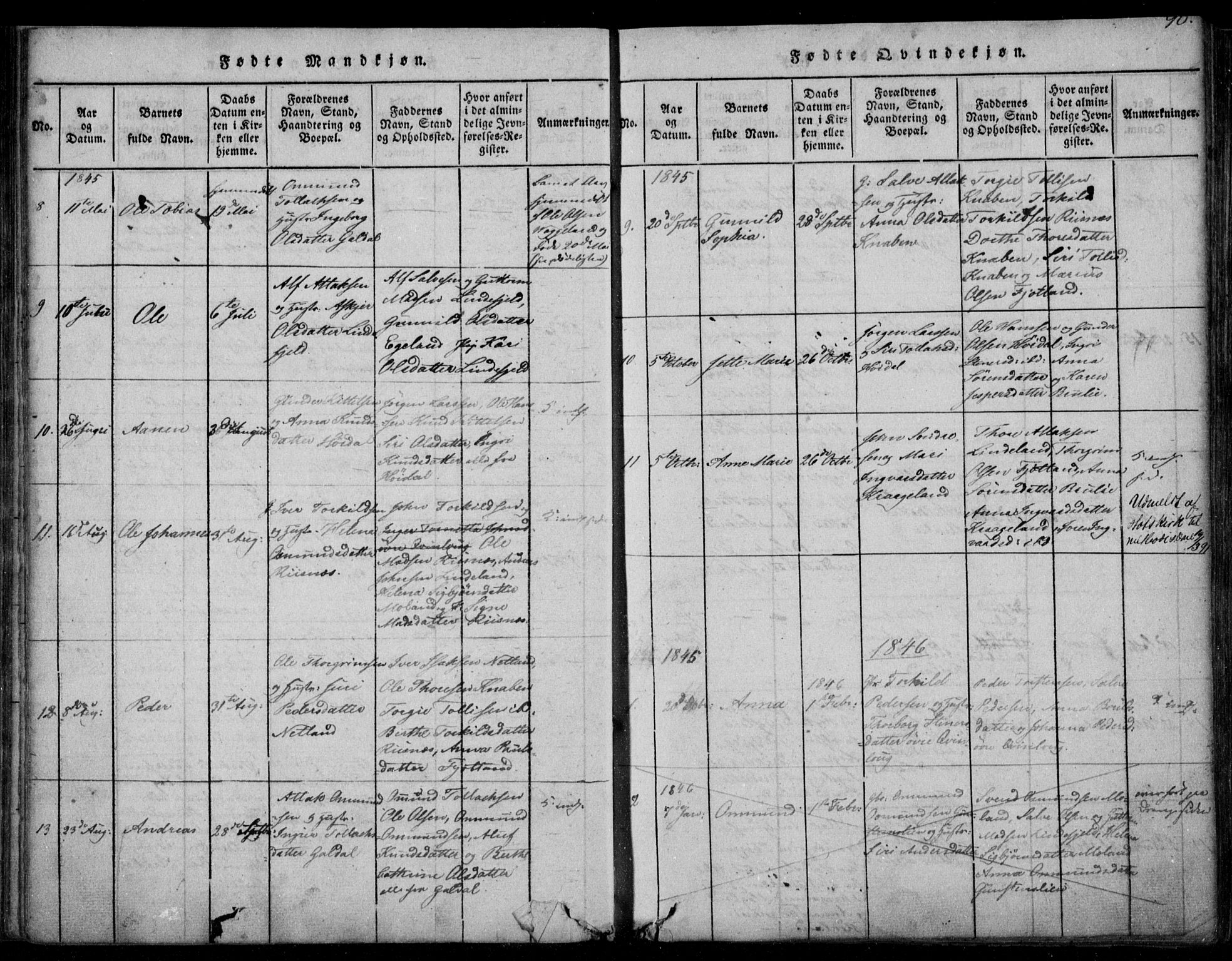 Fjotland sokneprestkontor, AV/SAK-1111-0010/F/Fb/L0001: Parish register (copy) no. B 1, 1816-1849, p. 90