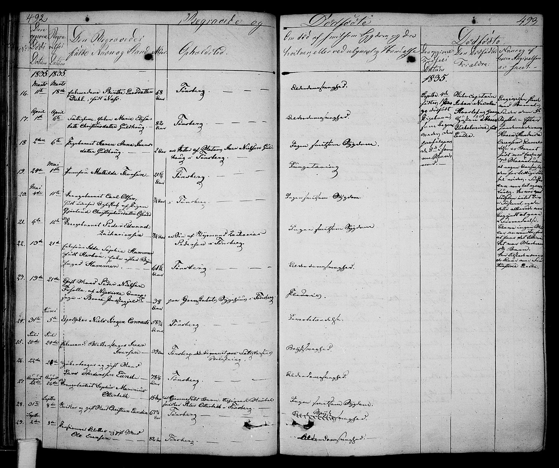 Tønsberg kirkebøker, SAKO/A-330/F/Fa/L0005: Parish register (official) no. I 5, 1827-1836, p. 492-493